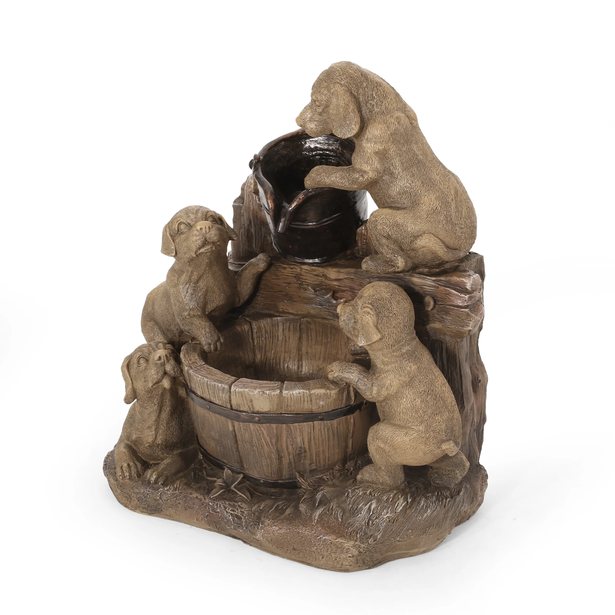 Tignall Outdoor Puppy Fountain, Light Brown - furnishings