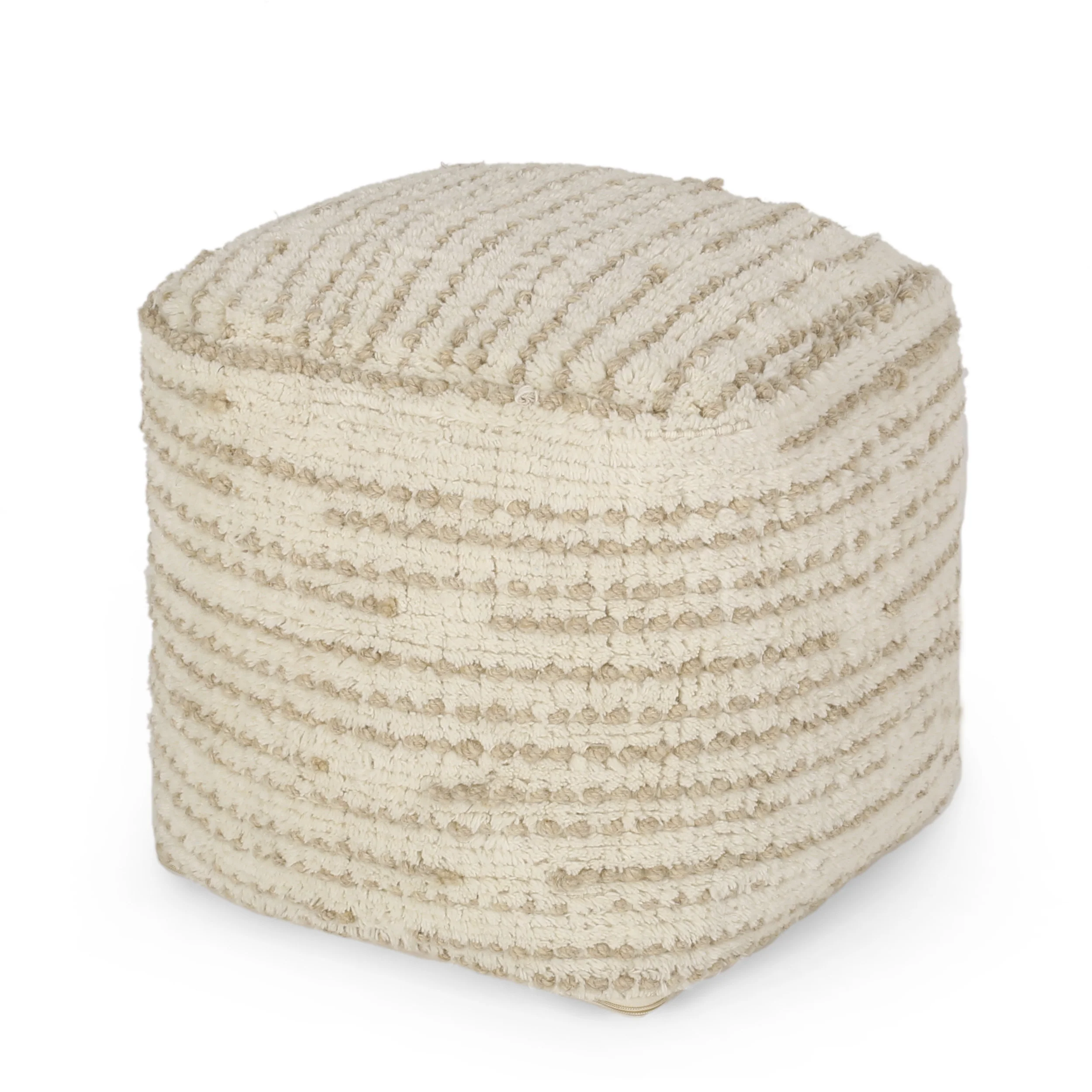 Eakly Handcrafted Boho Fabric Cube Pouf - furnishings