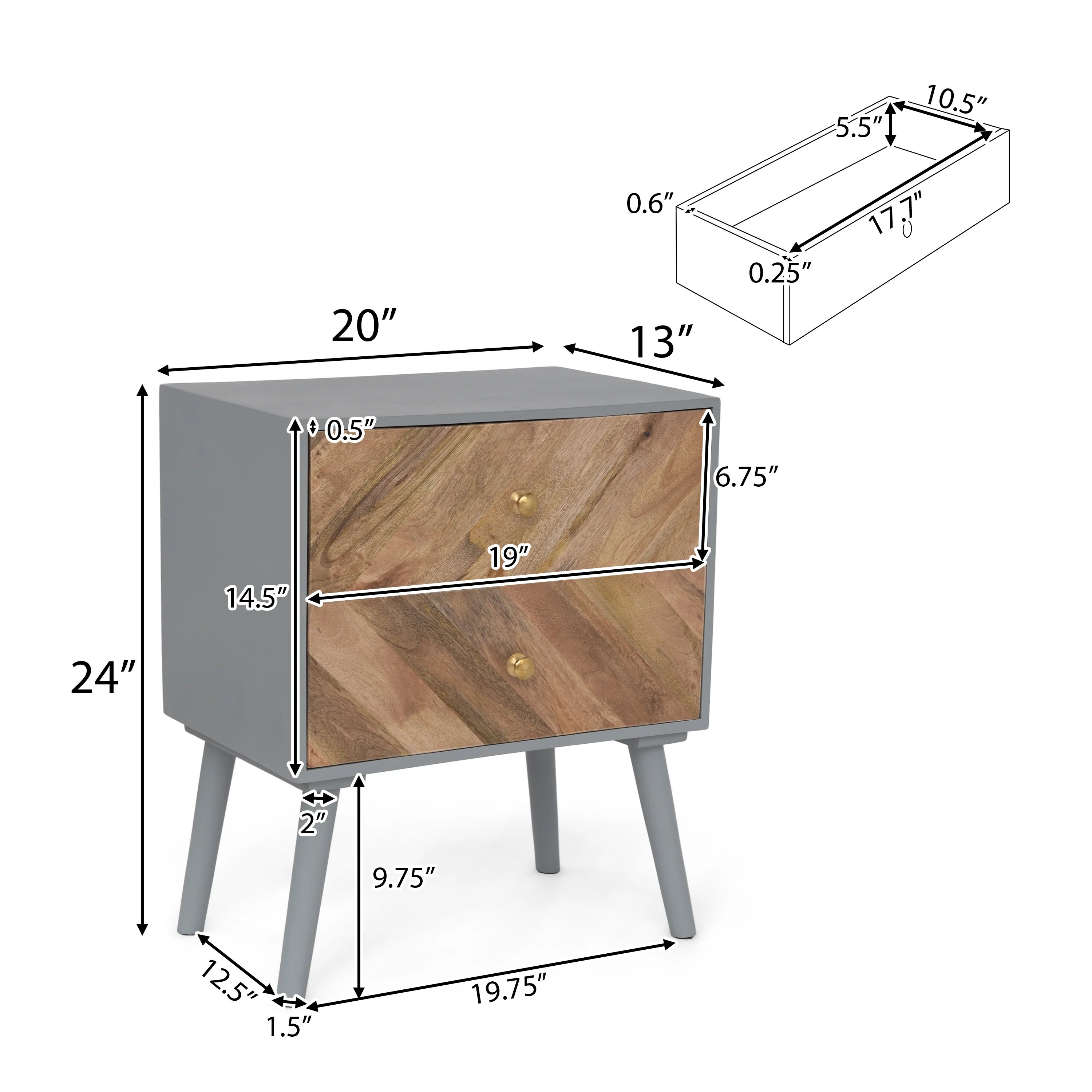 Ranya Mango Wood 2 Drawer Cabinet - furnishings