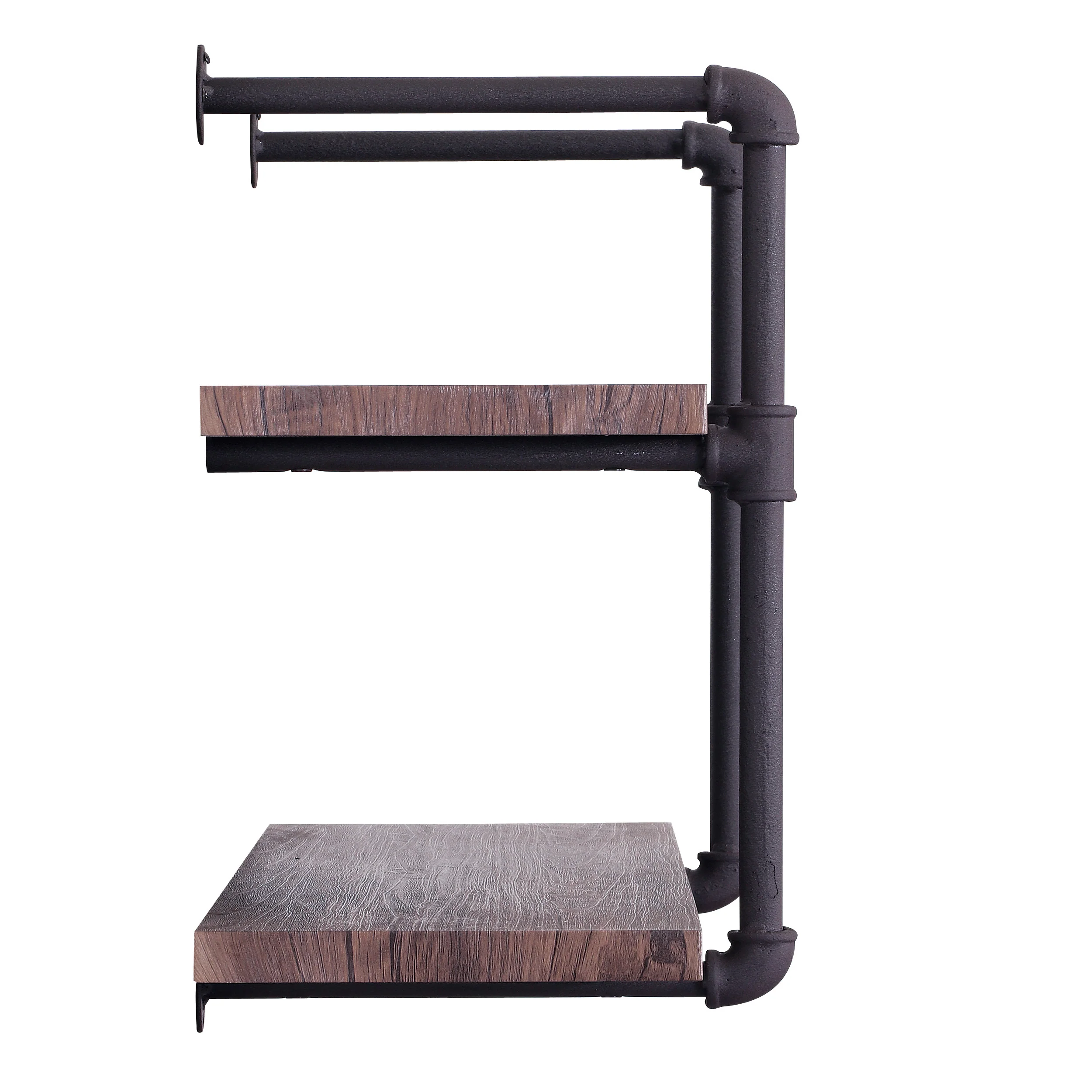 Caden 2 Shelf Industrial Pipe Design Wall Mount Floating Shelf - furnishings