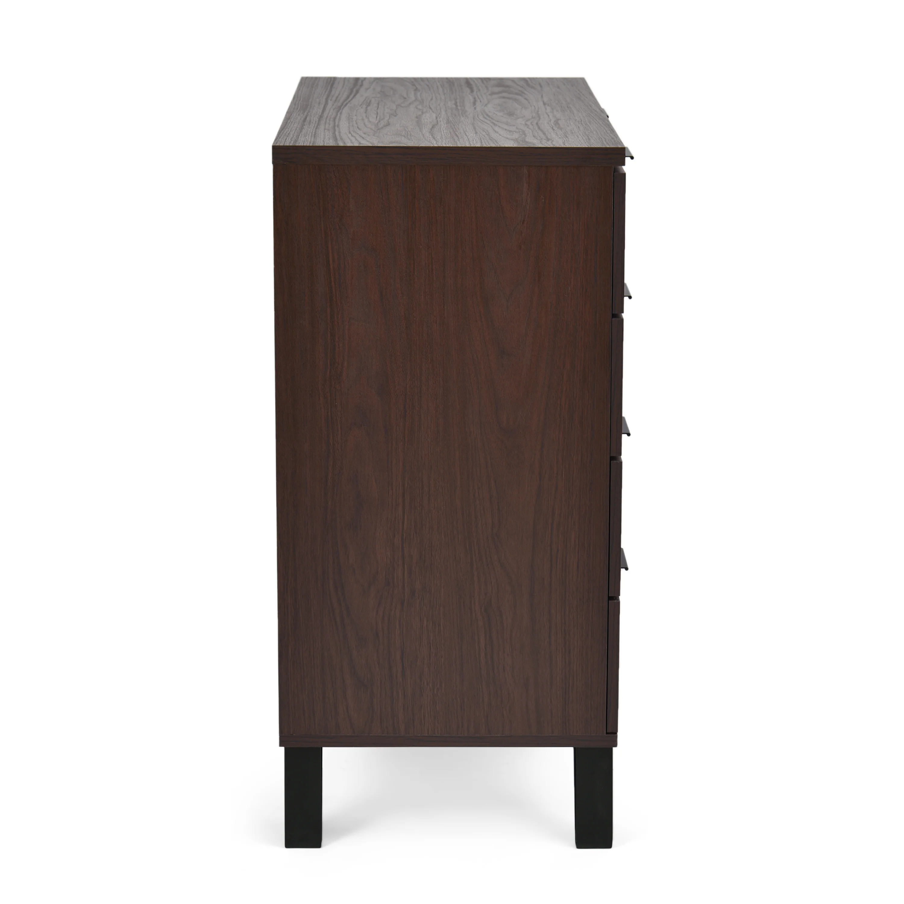 Demijen Modern Industrial 4 Drawer Wide Dresser, Walnut and Matte Black - furnishings