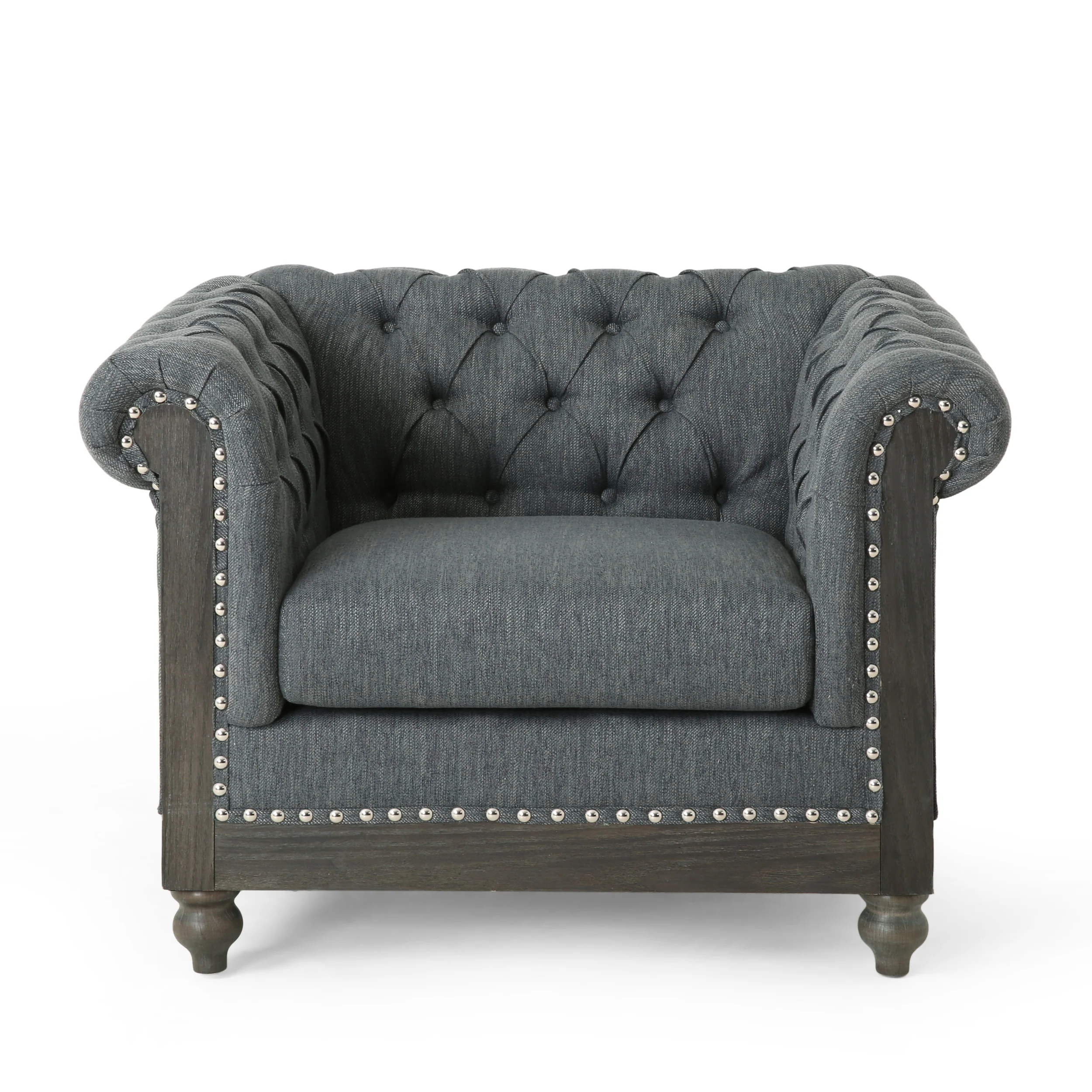 Batavia Chesterfield Tufted Fabric Club Chair with Nailhead Trim - furnishings