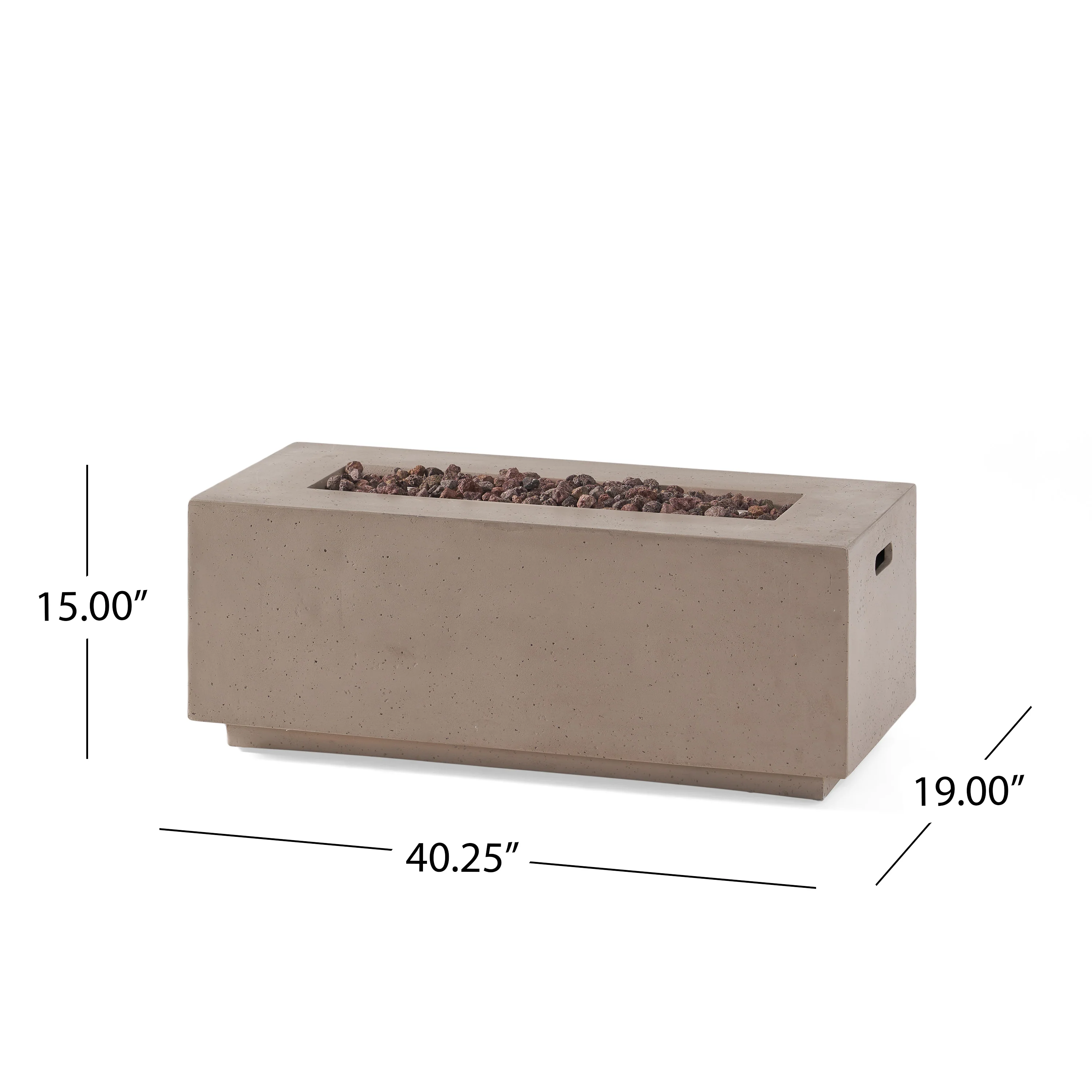 Leo Outdoor 40-inch Rectangular Light Weight Concrete Gas Burning Fire Pit - furnishings