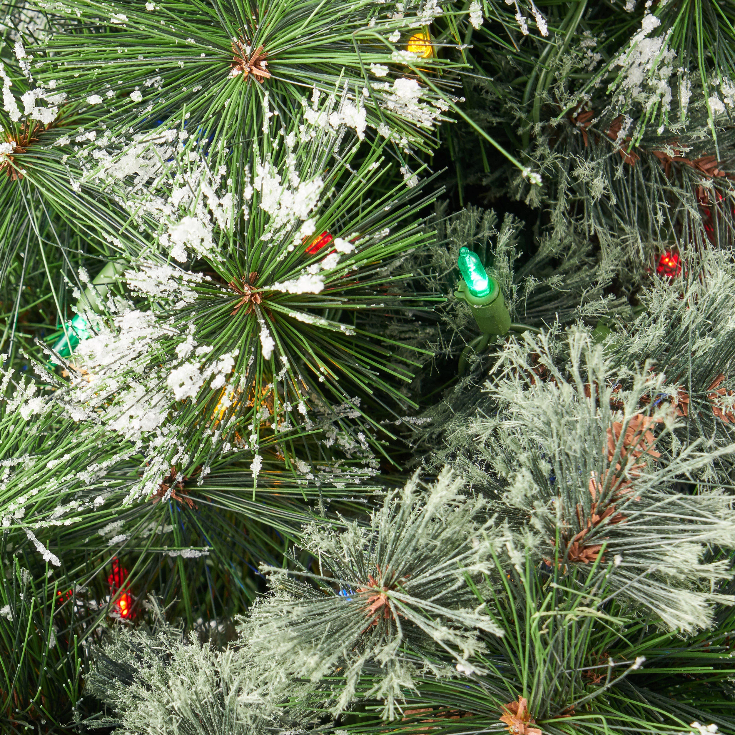 7-foot Cashmere Pine Pre-Lit Artificial Christmas Tree with Snowy Branches and Pinecones - furnishings