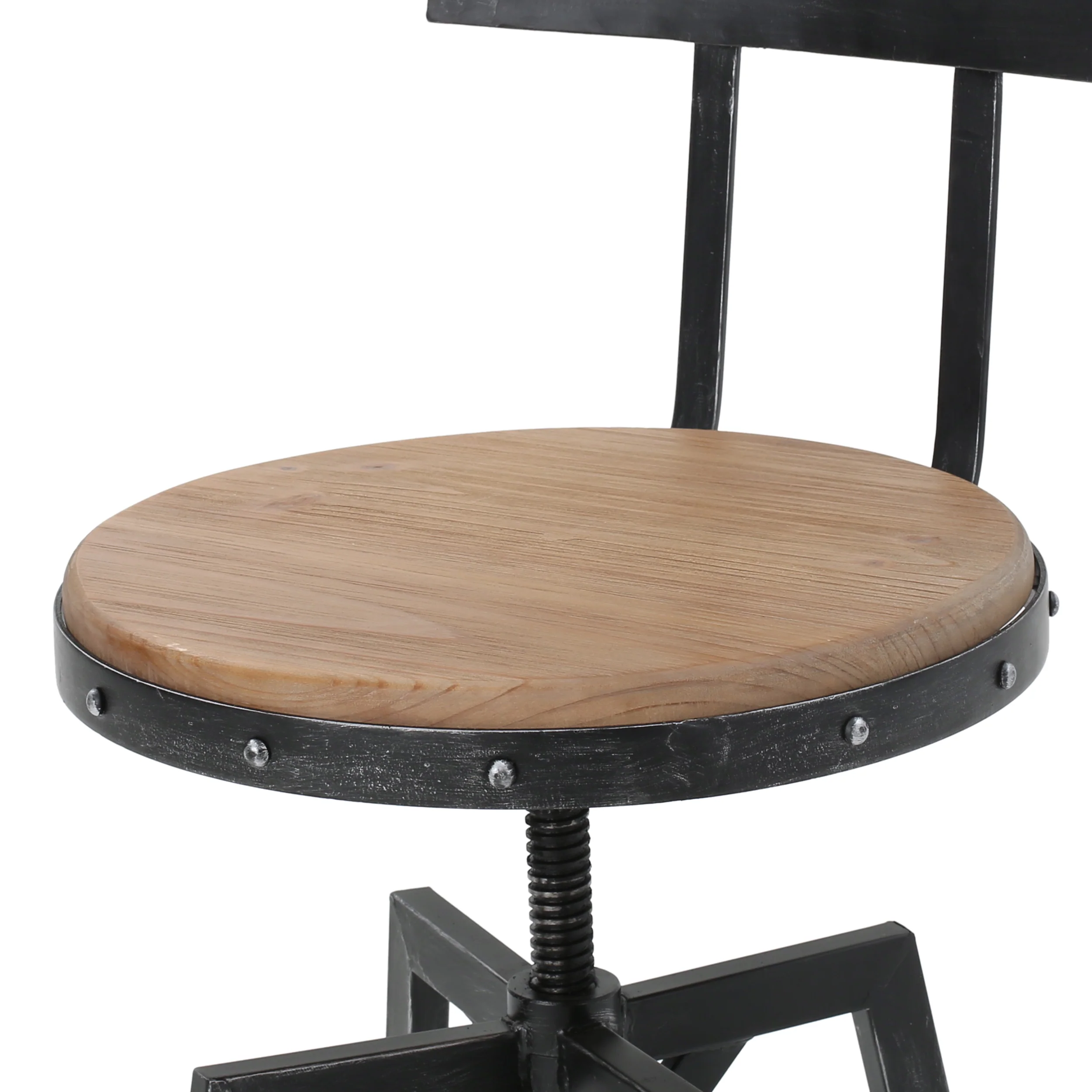 Vernon Modern Industrial Firwood Adjustable Height Swivel Barstools, Set of 2, Antique and Black Brushed Silver - furnishings