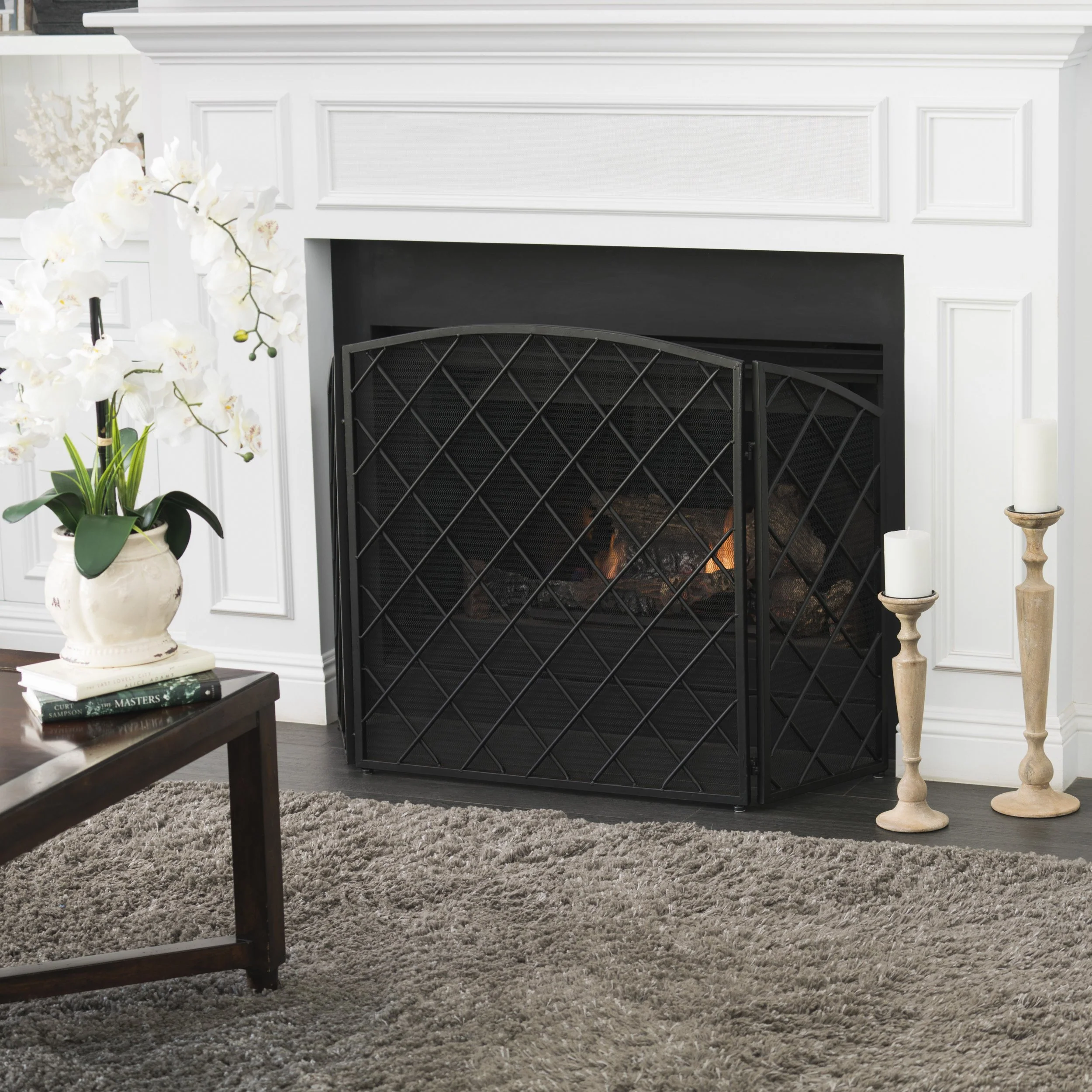Angella 3 Panelled Iron Fireplace Screen - furnishings