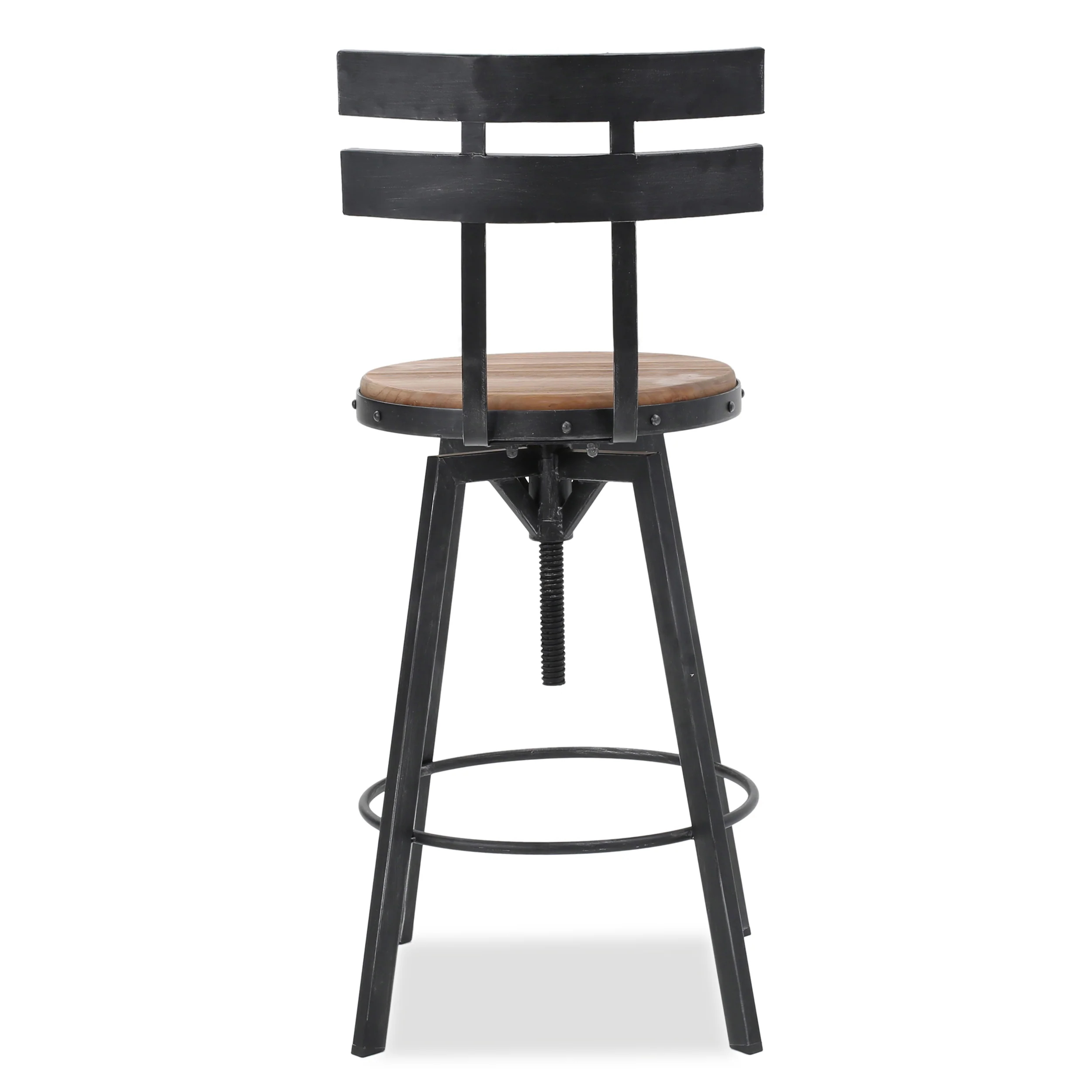 Poe Black Brush Silver Firwood Adjustable Barstool - furnishings
