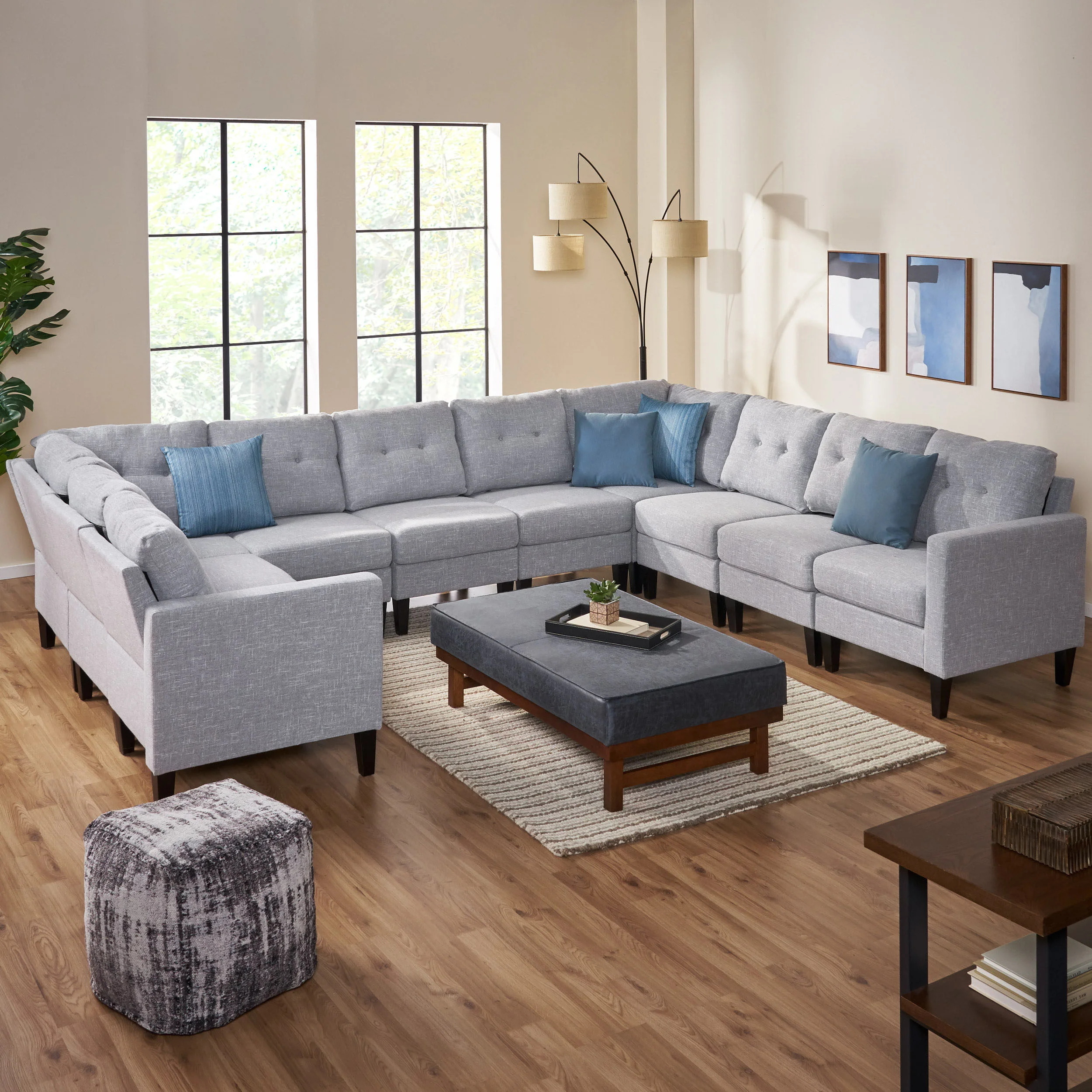 Marsh Mid Century Modern U-Shaped Sectional Sofa Set - furnishings