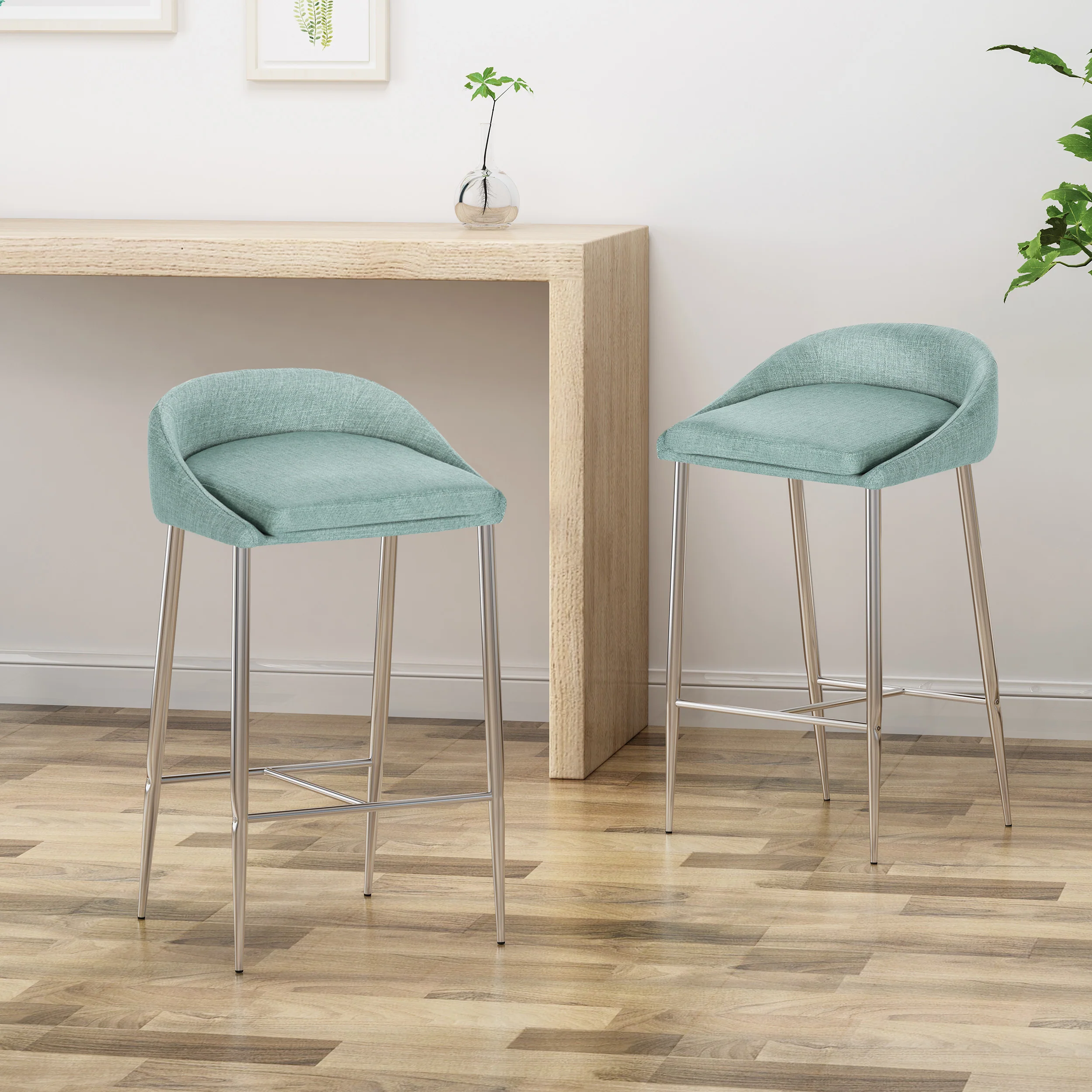 Fanny Upholstered Counter Stools, Modern, Upholstered (Set of 2) - furnishings