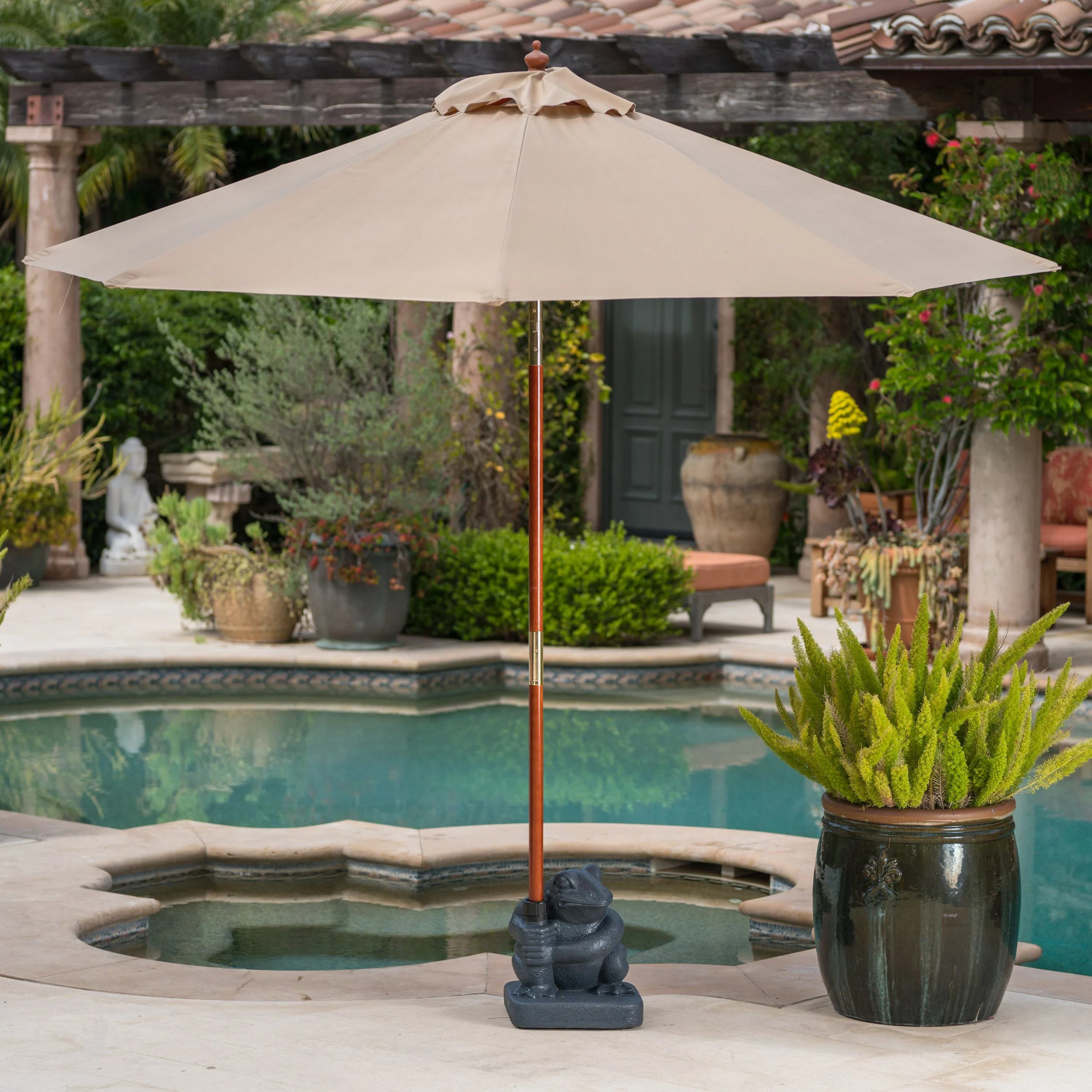 Zues Outdoor 55lbs Green Frog Umbrella Base - furnishings