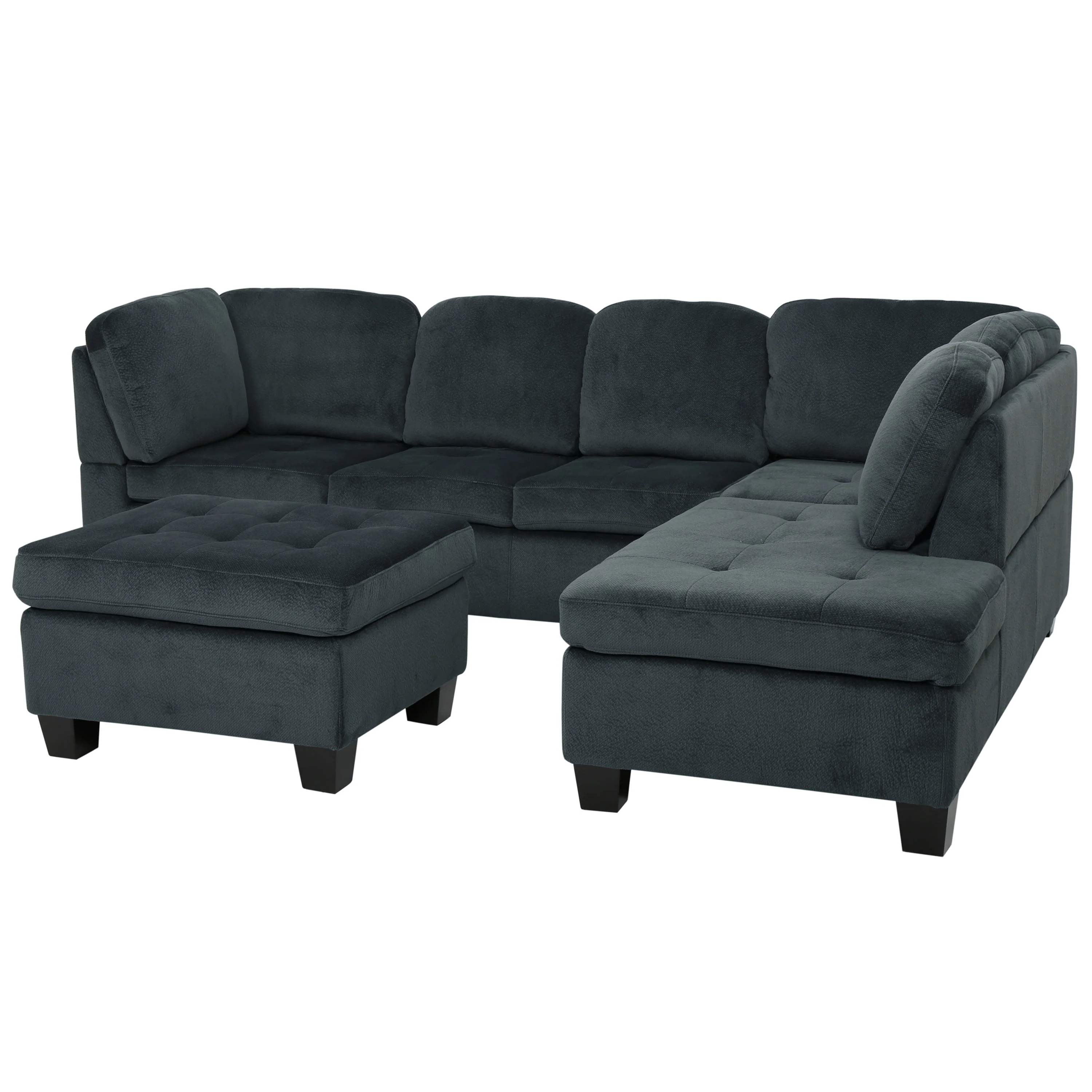 Gotham 3-piece Charcoal Fabric Sectional Sofa Set - furnishings