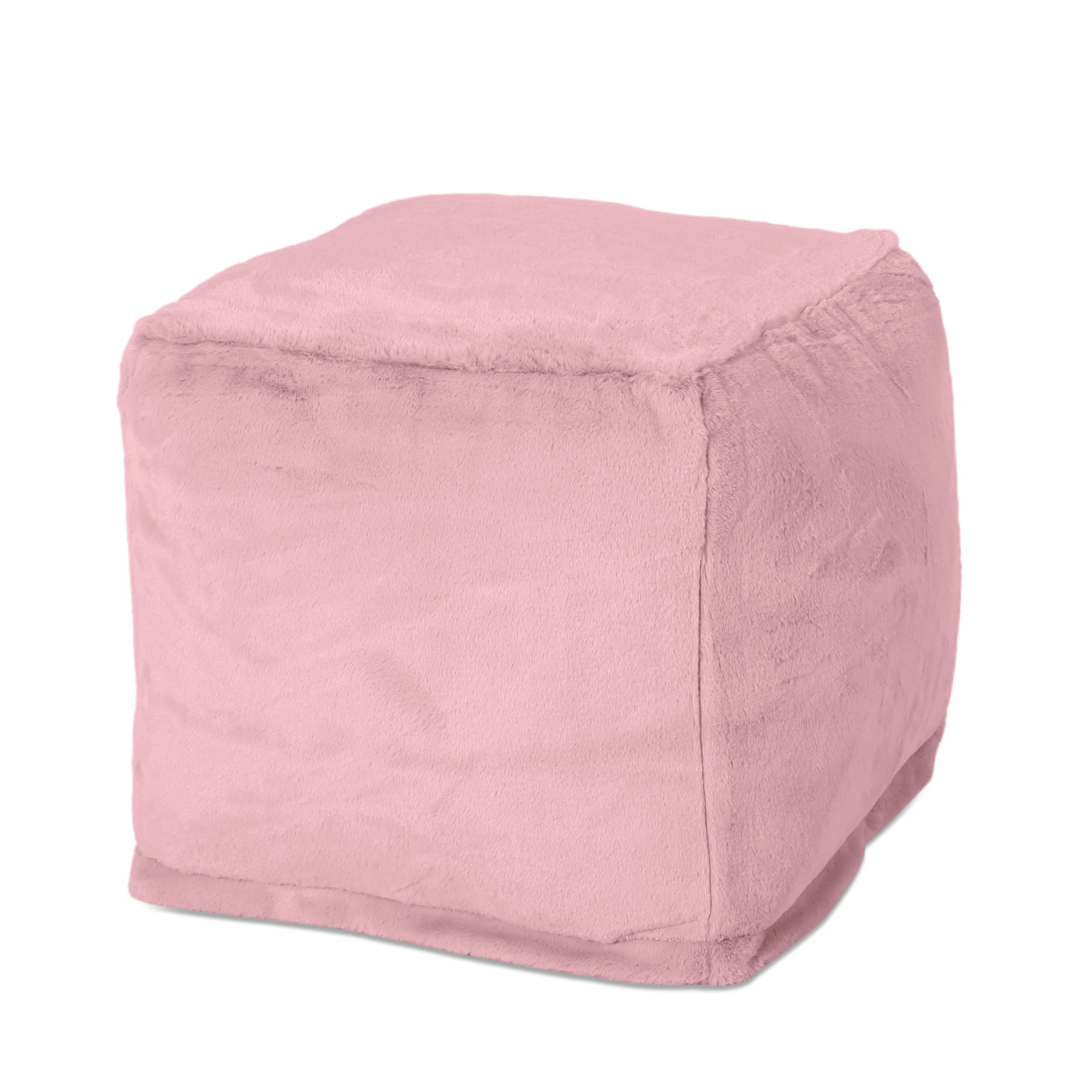 Pickerel Modern Glam Faux Fur Cube Pouf - furnishings