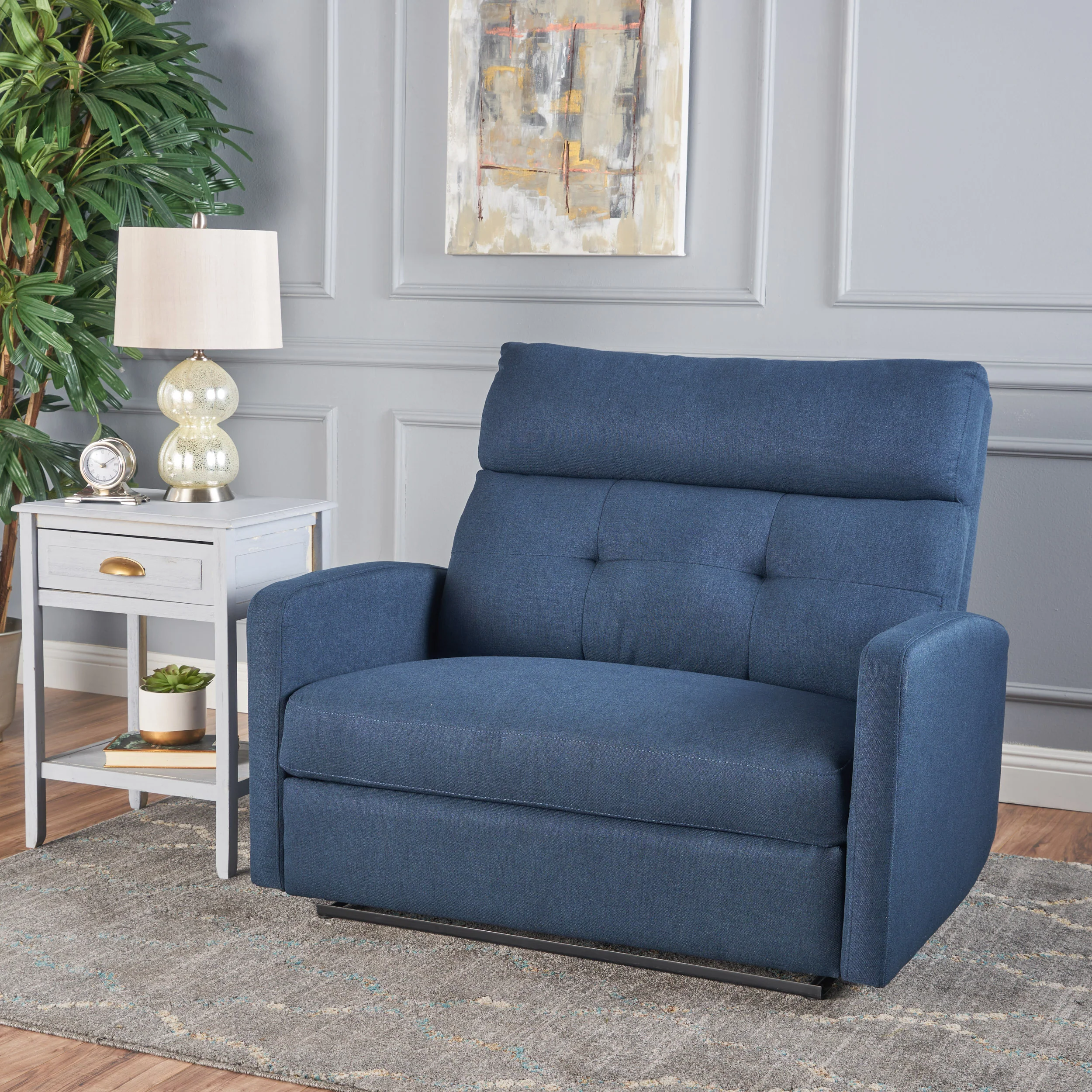 Hana Plush Cushion Tufted Back Fabric Loveseat Recliner - furnishings