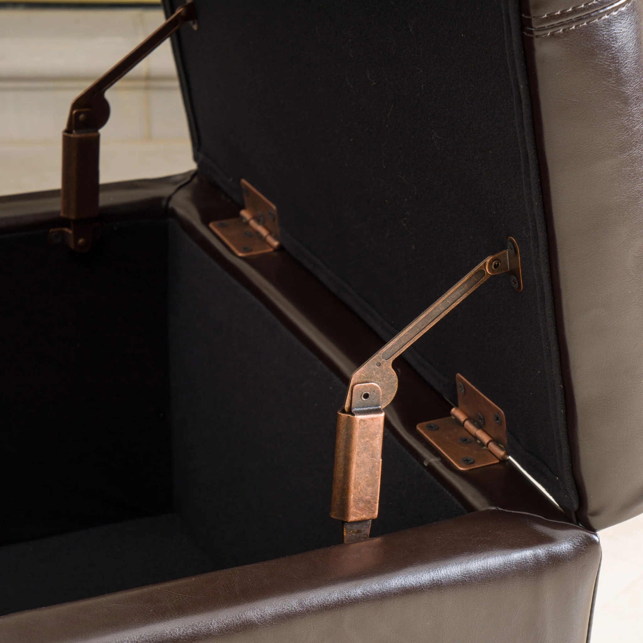 Alpine Leather Storage Ottoman Coffee Table - furnishings