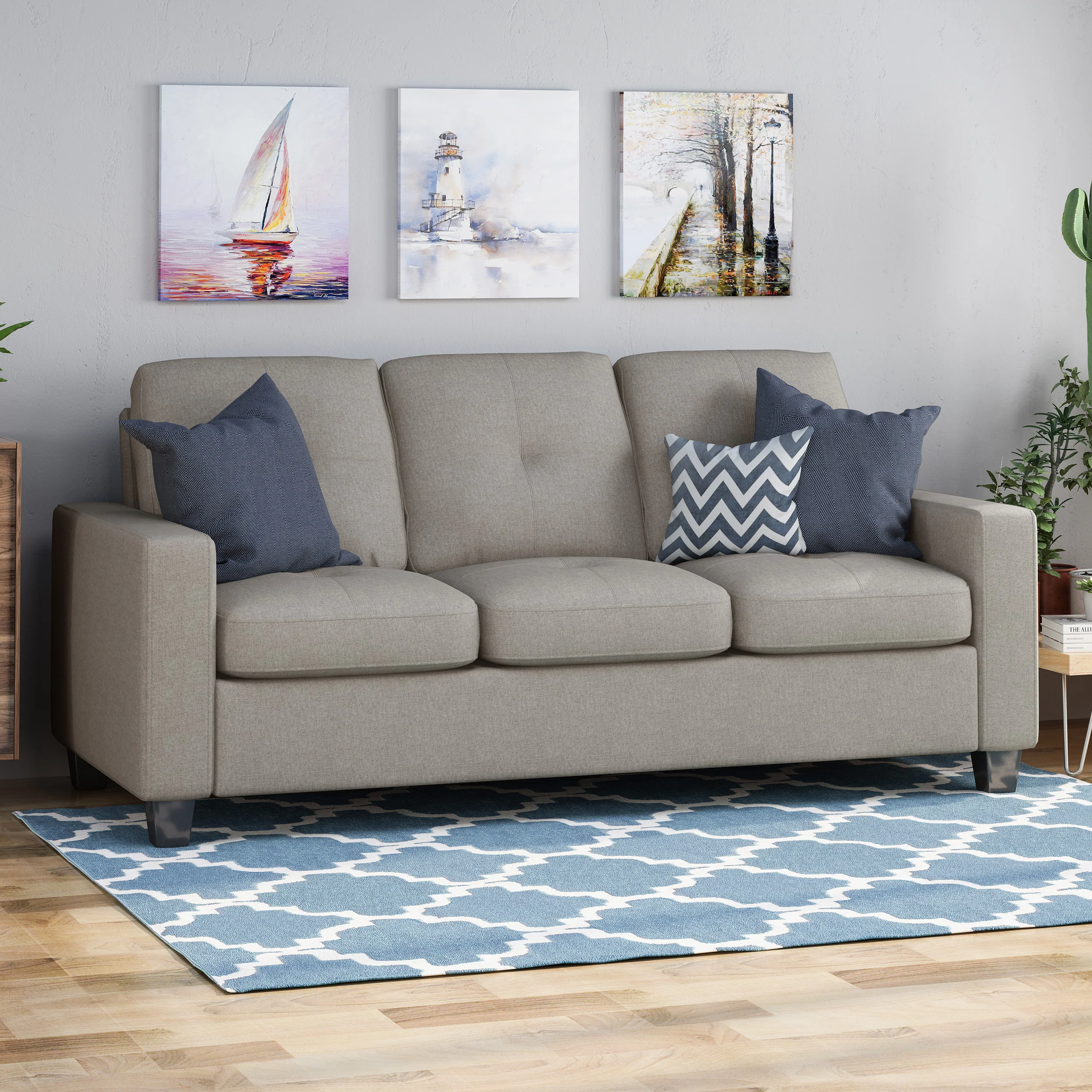 Viviana Three Seater Sofa with Wood Legs - furnishings