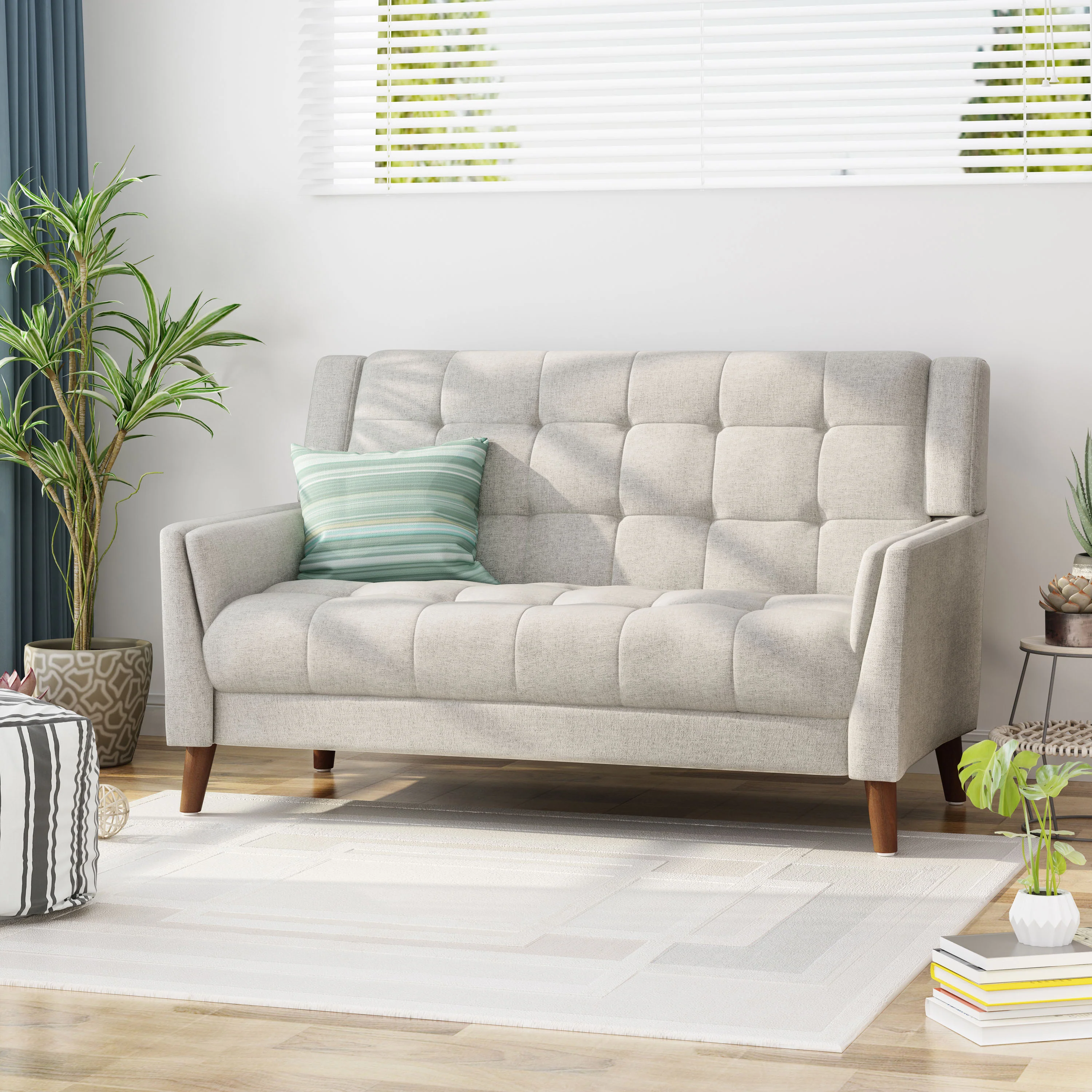 Anvith Mid Century Modern Fabric Loveseat - furnishings