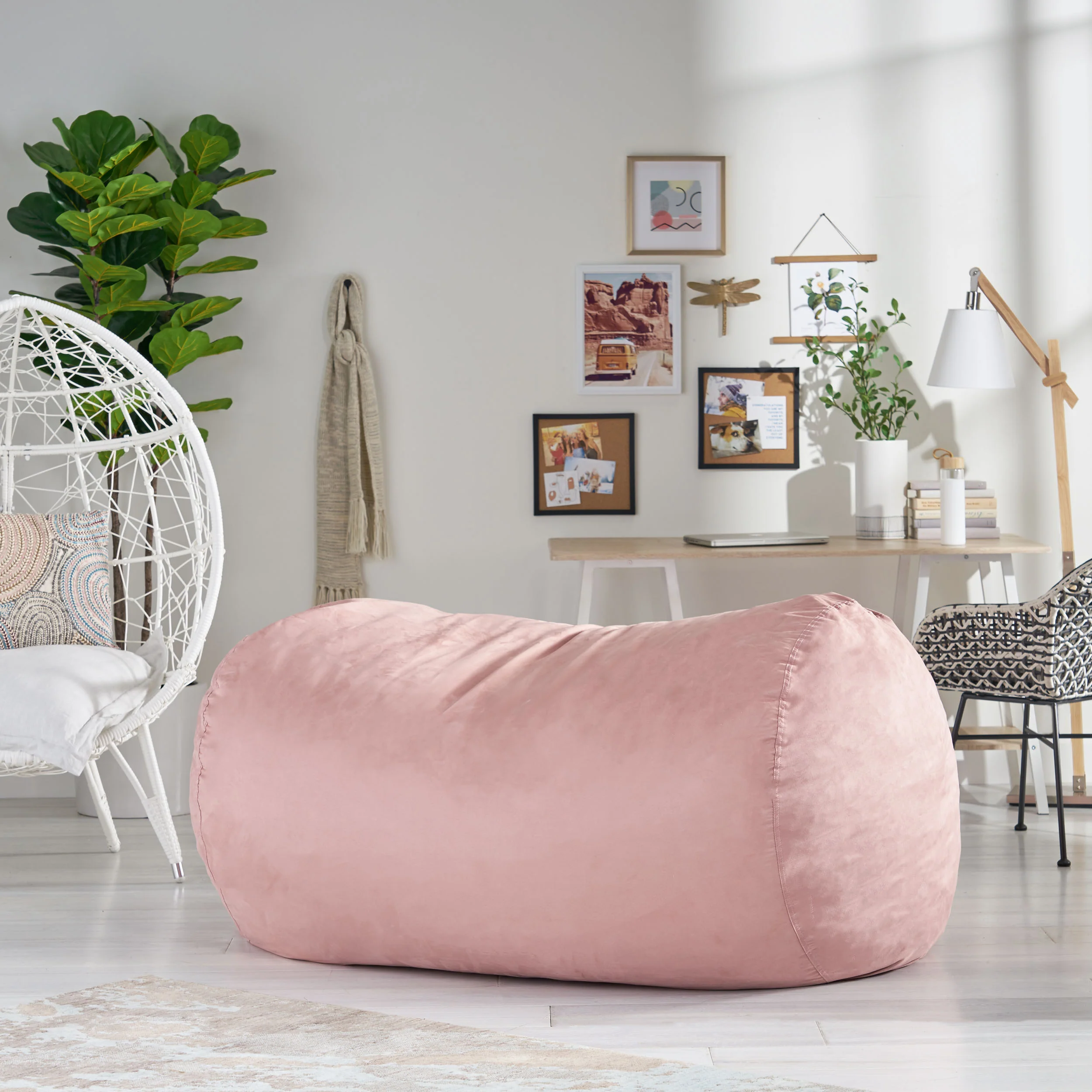 Bern Modern 6.5 Foot Microfiber Pastel Bean Bag - furnishings