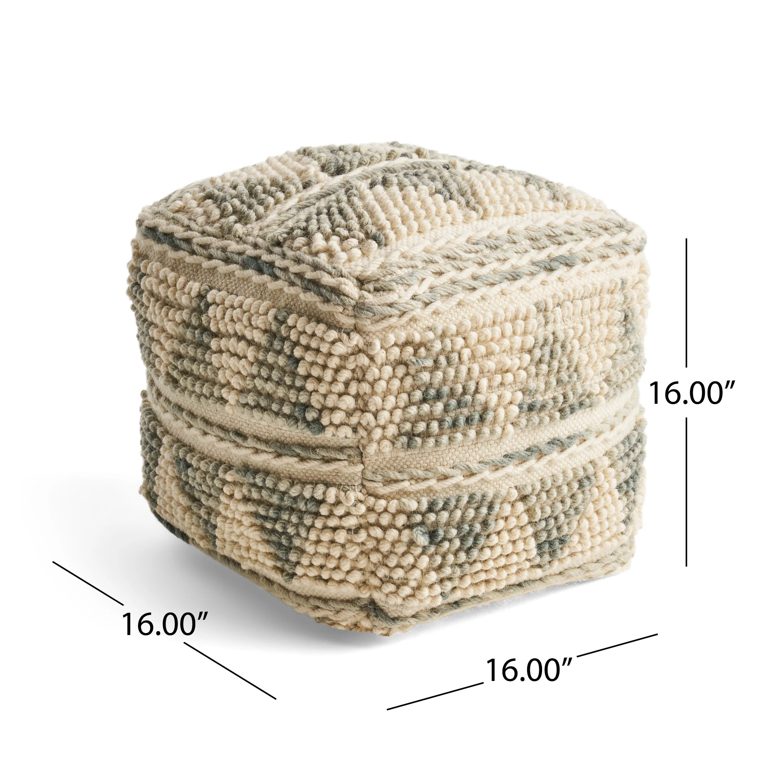 Rosalin Boho Wool and Cotton Ottoman Pouf - furnishings