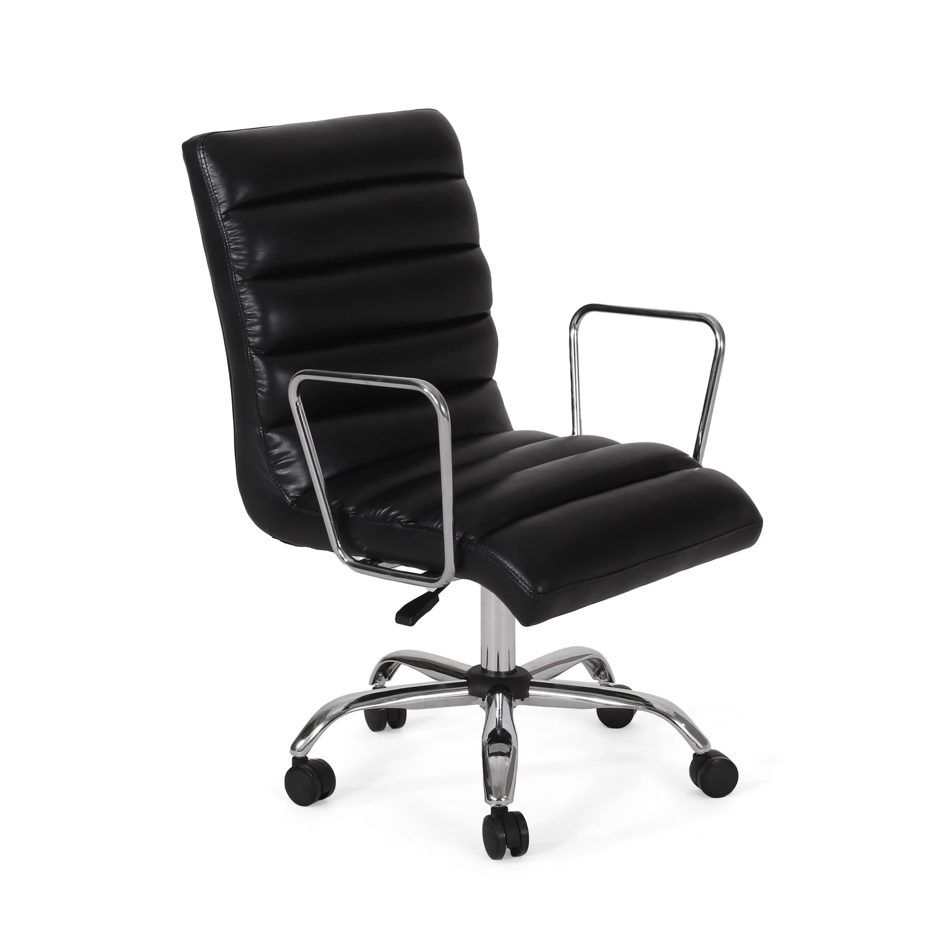 Gilmans Contemporary Faux Leather Channel Stitch Swivel Office Chair - furnishings