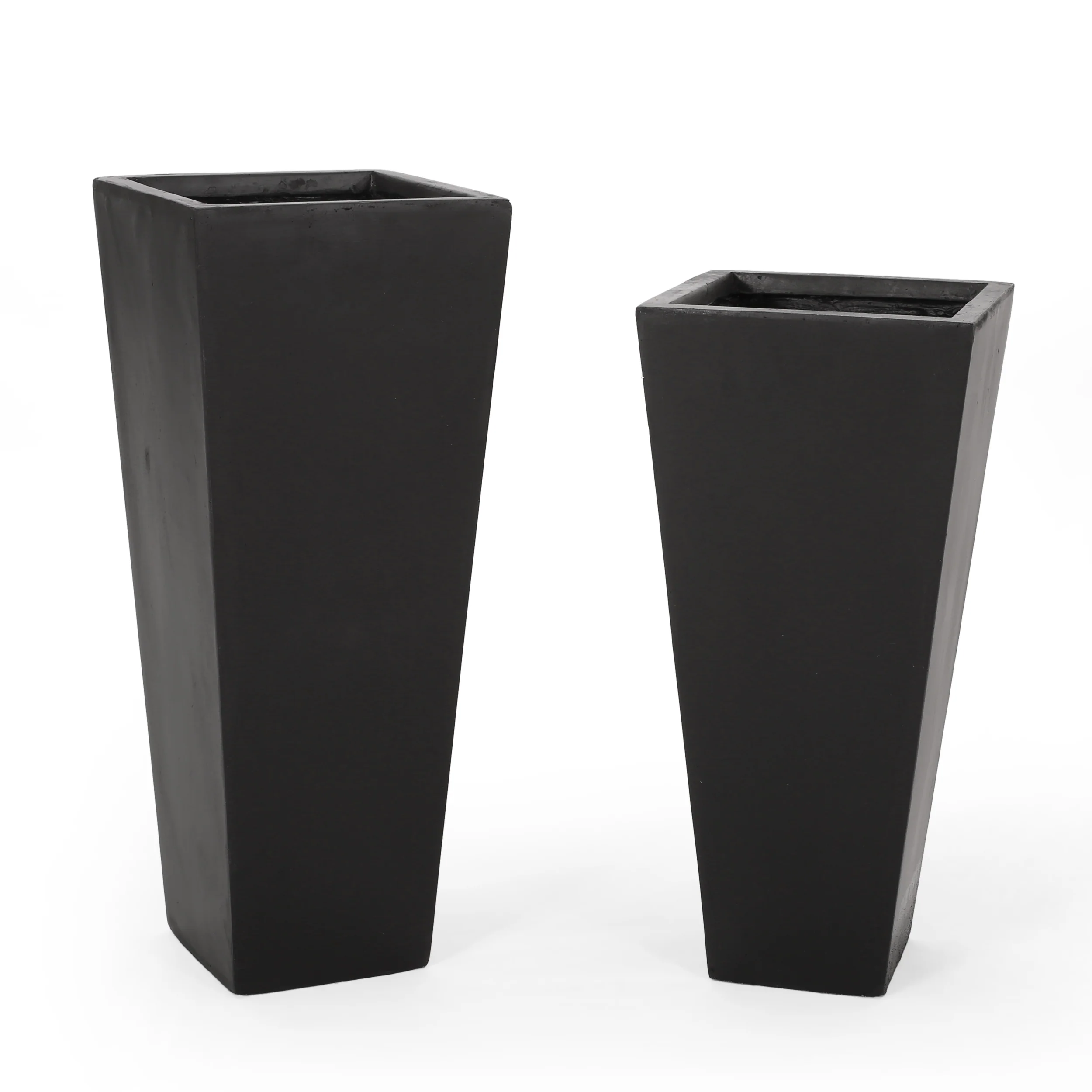 Fardeen Outdoor Modern Large and Medium Cast Stone Planter Set - furnishings