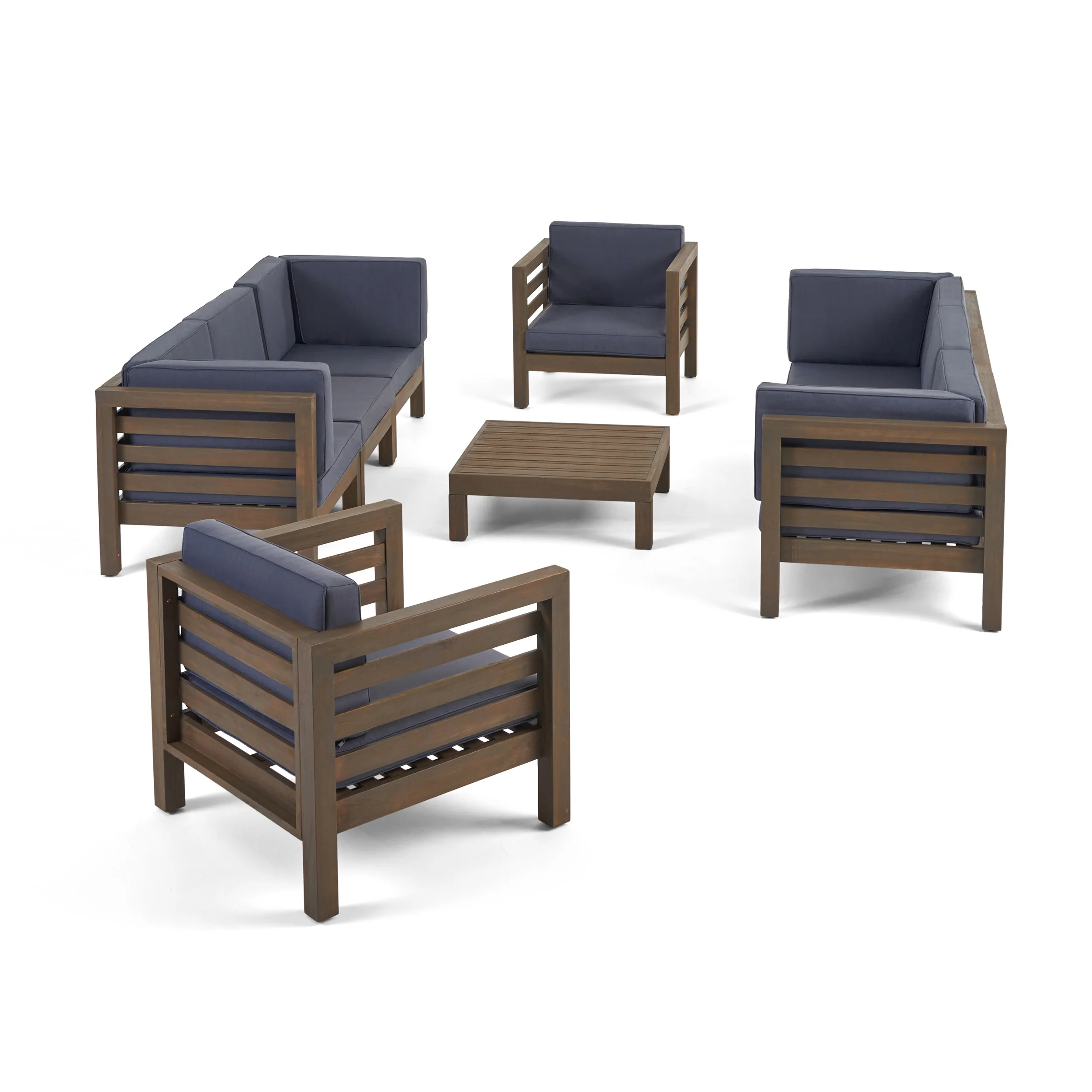 Emma Outdoor 8 Seater Acacia Wood Sofa and Club Chair Set - furnishings