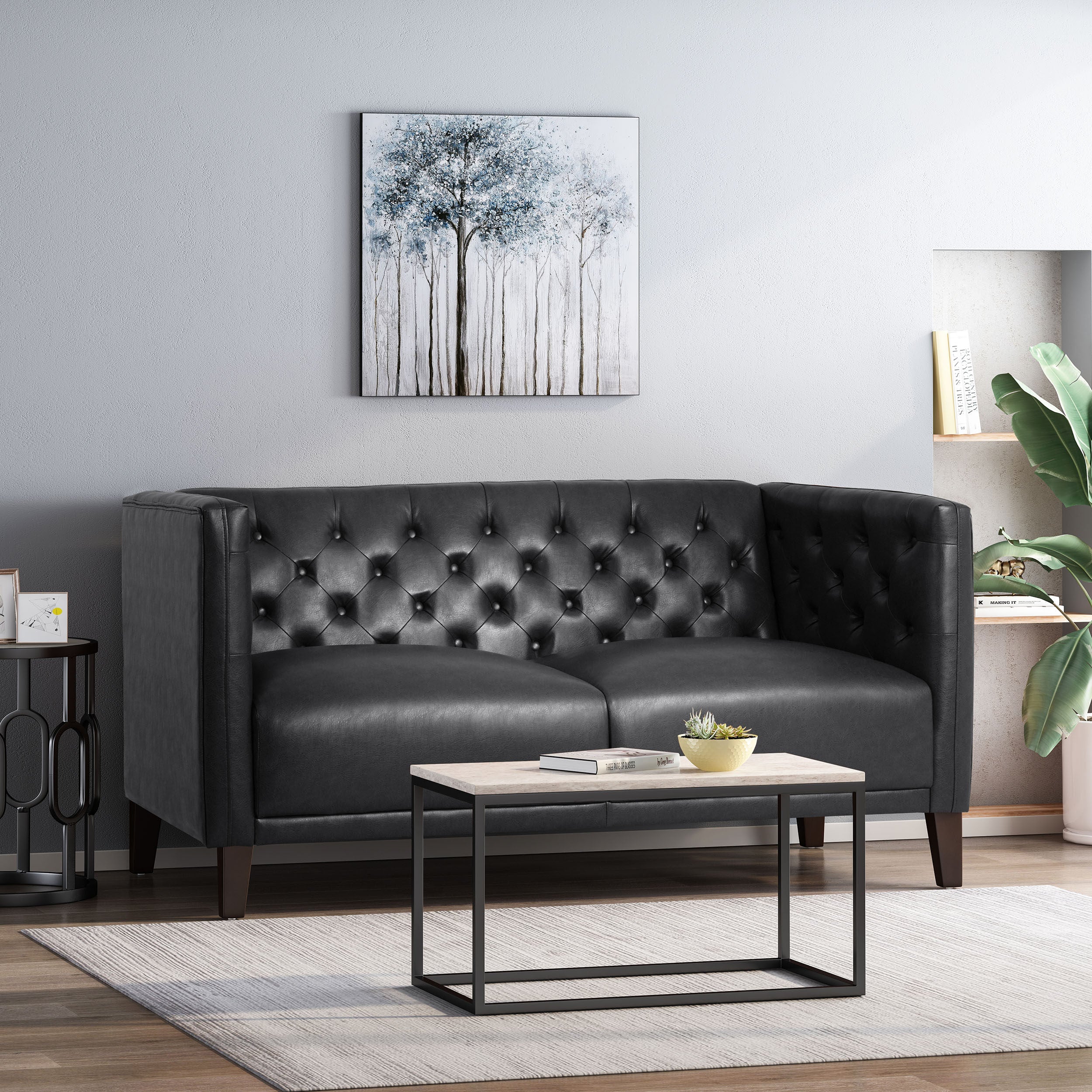 Drache Contemporary Upholstered Tufted Loveseat - furnishings