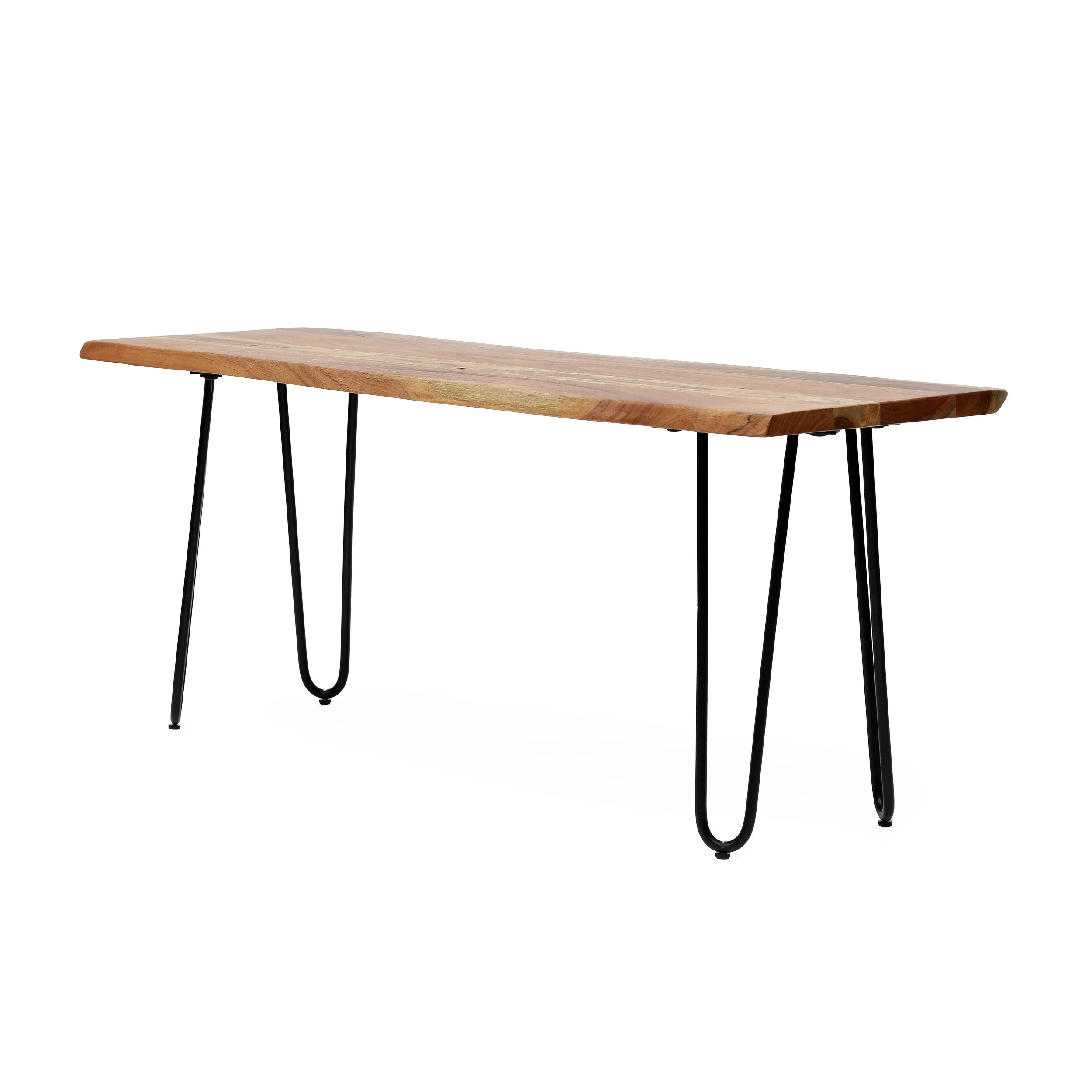 Bullard Modern Industrial Handmade Acacia Wood Dining Bench with Hairpin Legs, Natural and Black - furnishings