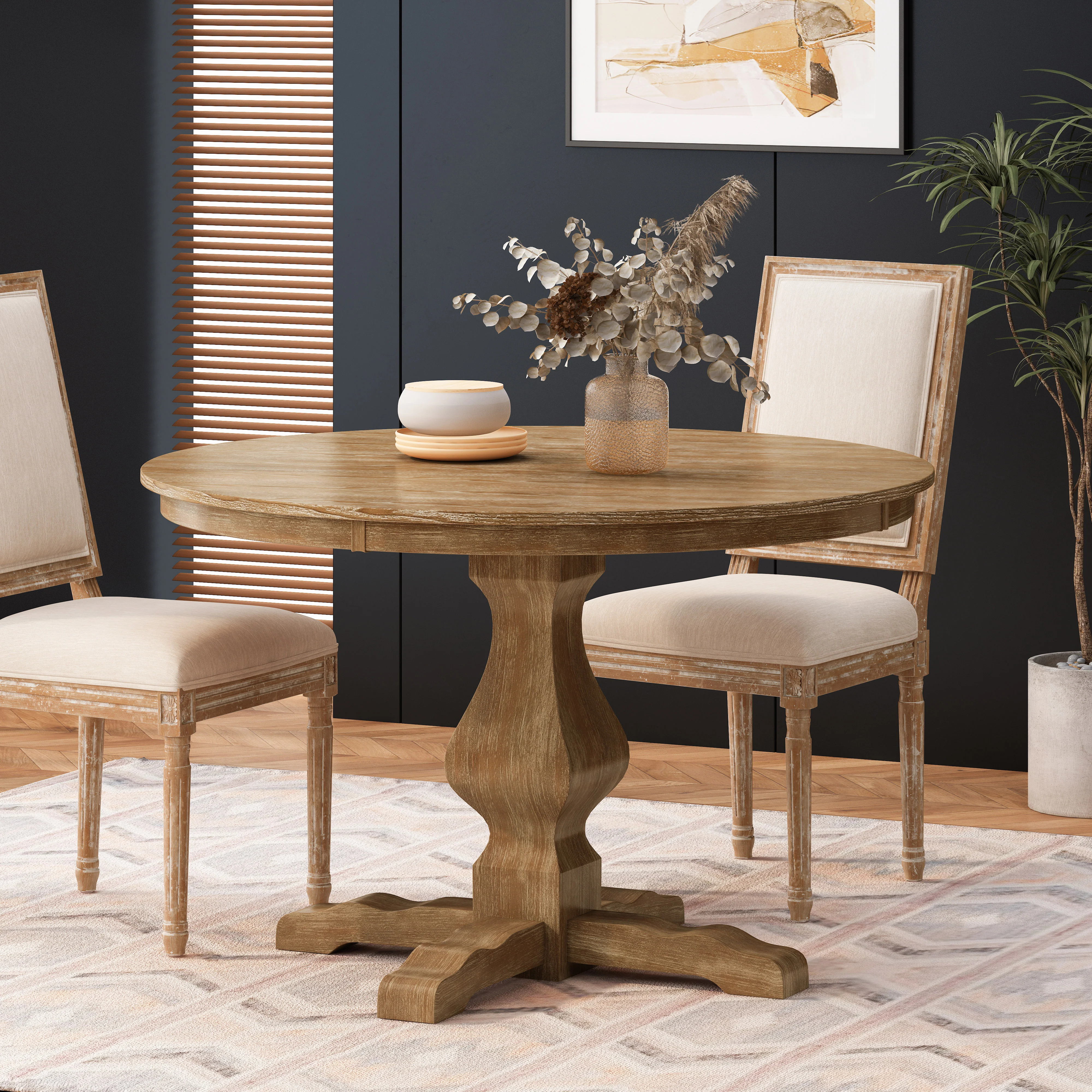 Remuda Rustic Wood Circular Dining Table - furnishings