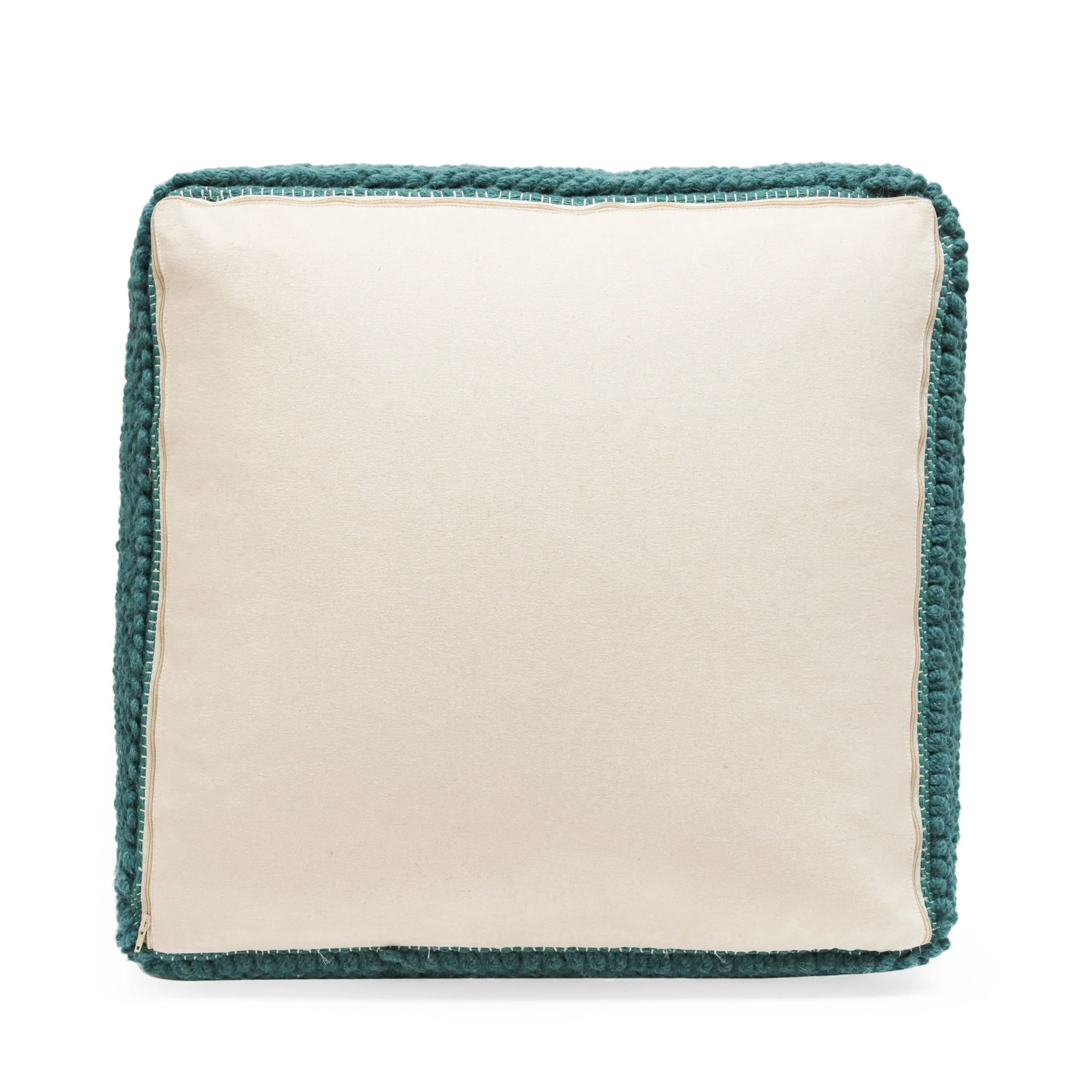 Wilsey Boho Handcrafted Tufted Fabric Square Pouf - furnishings
