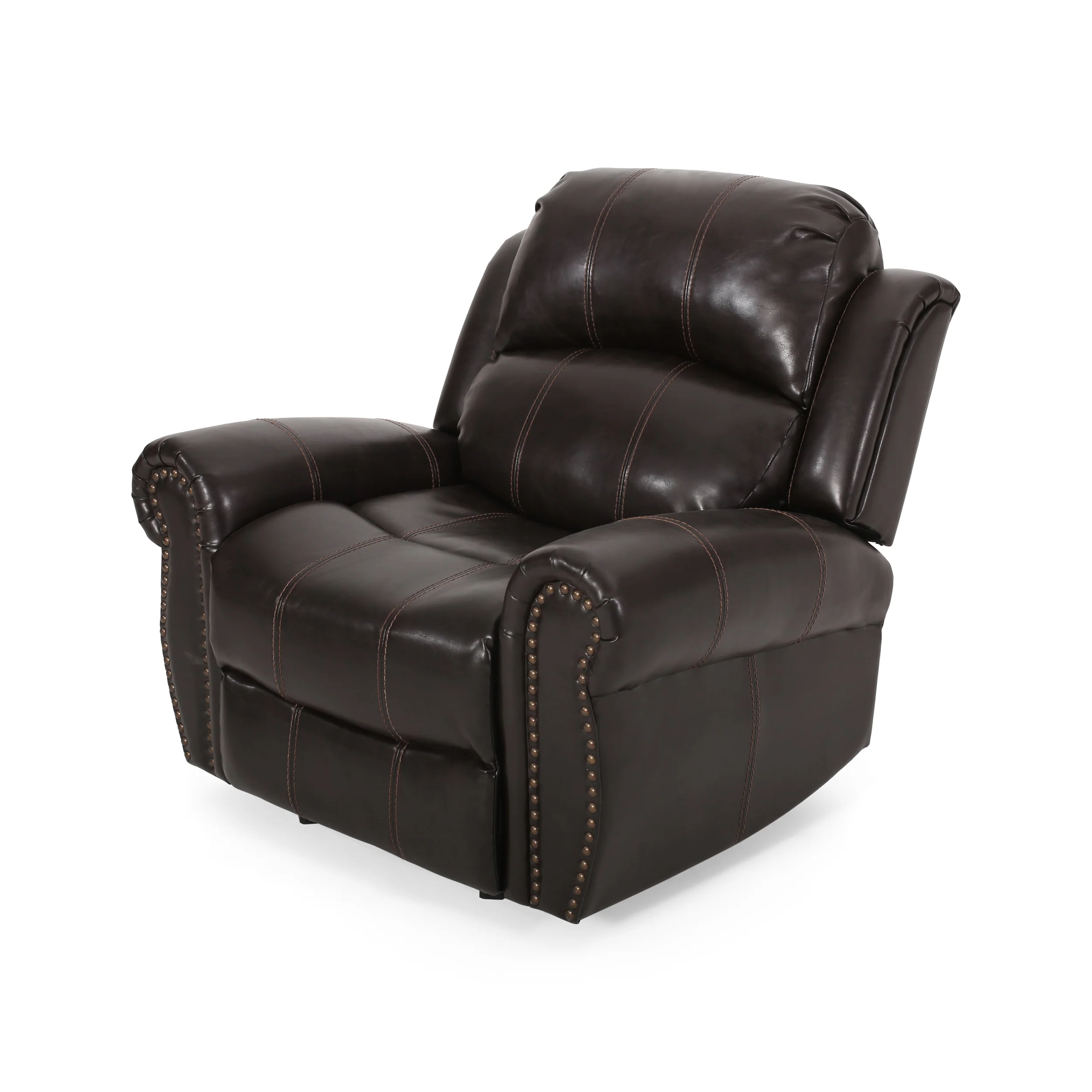Harbor Brown Leather Glider Recliner Club Chair - furnishings