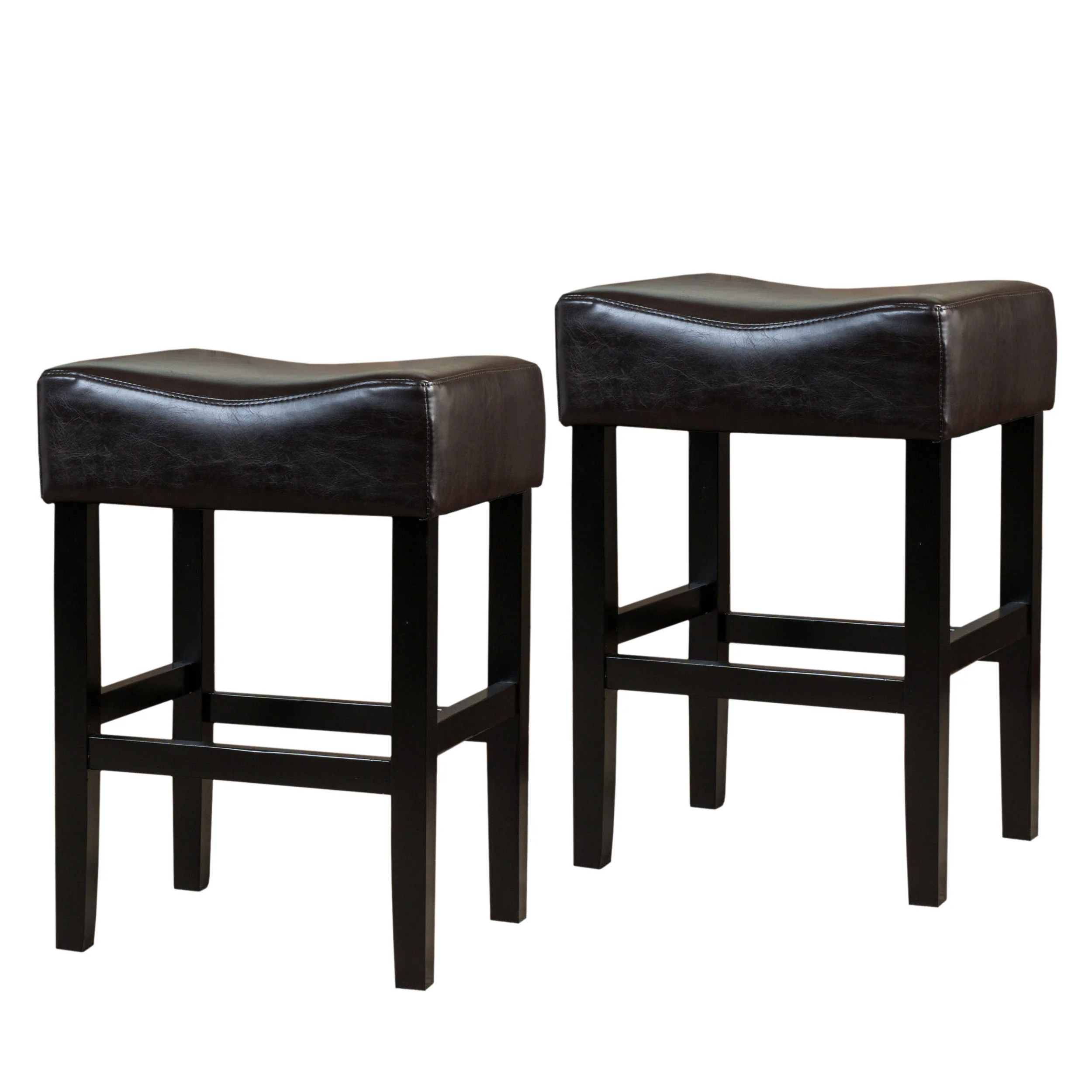 Adler 26-Inch Brown Leather Backless Counter Stool (Set of 2) - furnishings