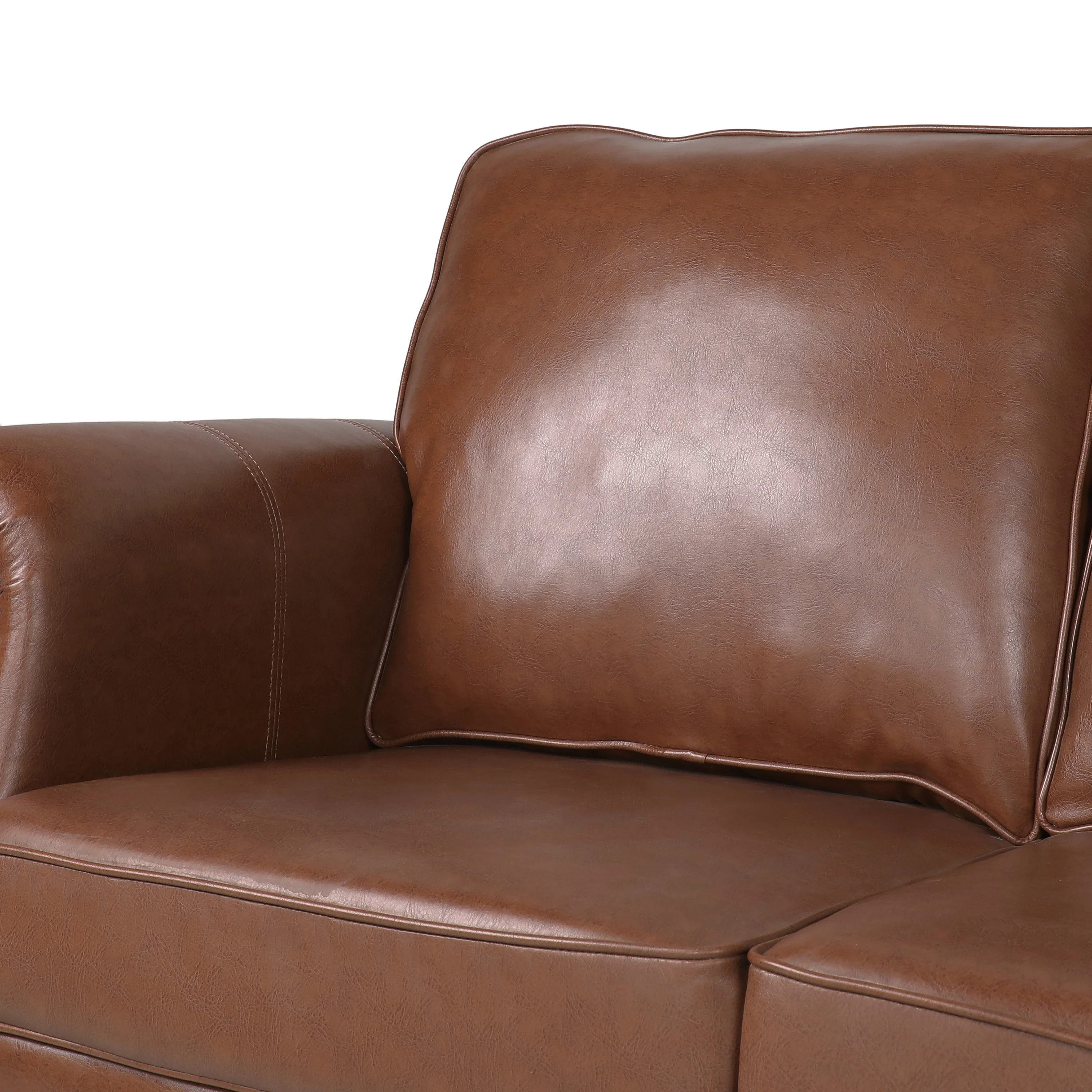 Burkehaven Contemporary Faux Leather 3 Seater Sofa with Nailhead Trim - furnishings