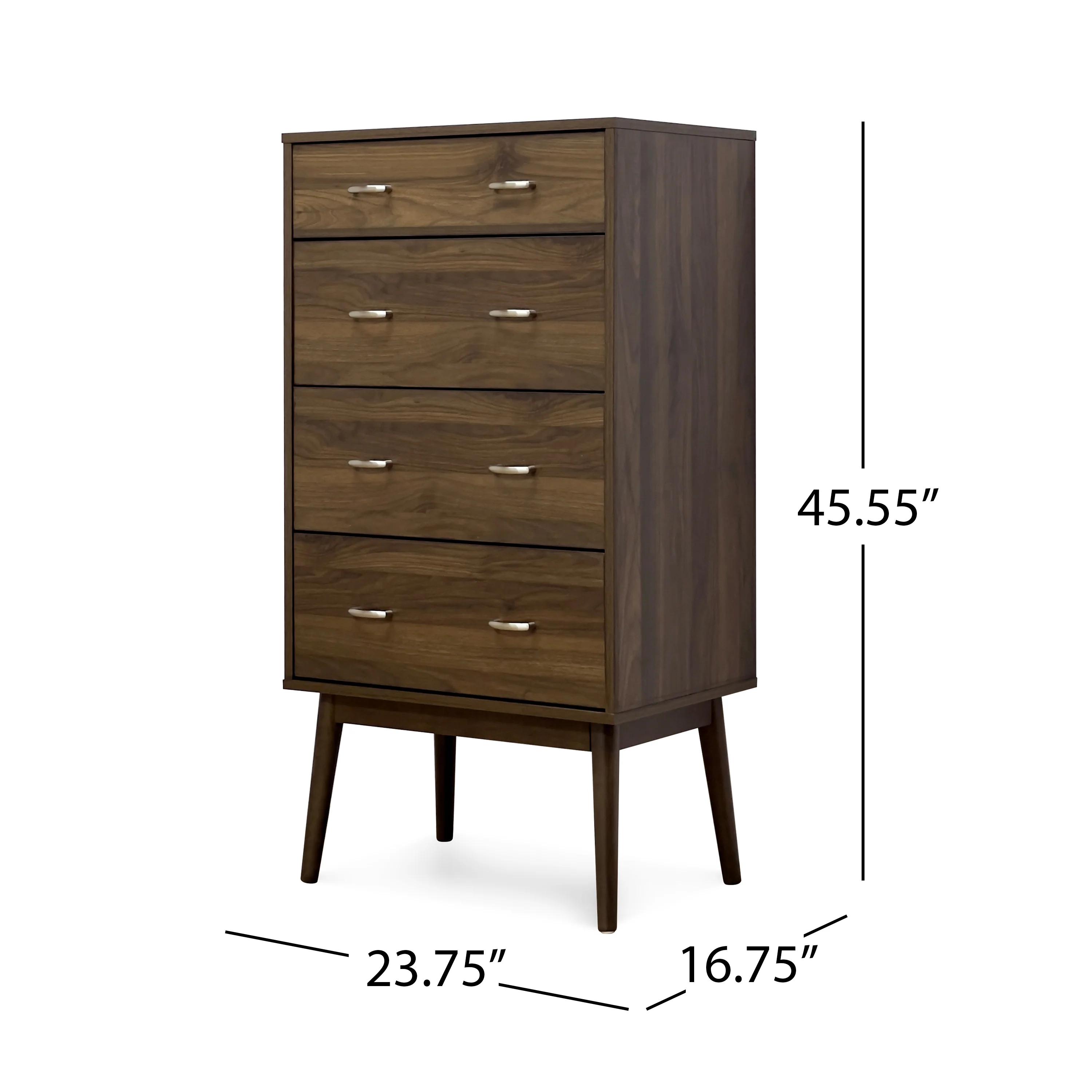 Wilbur Mid Century Modern Wooden 4 Drawer Dresser - furnishings