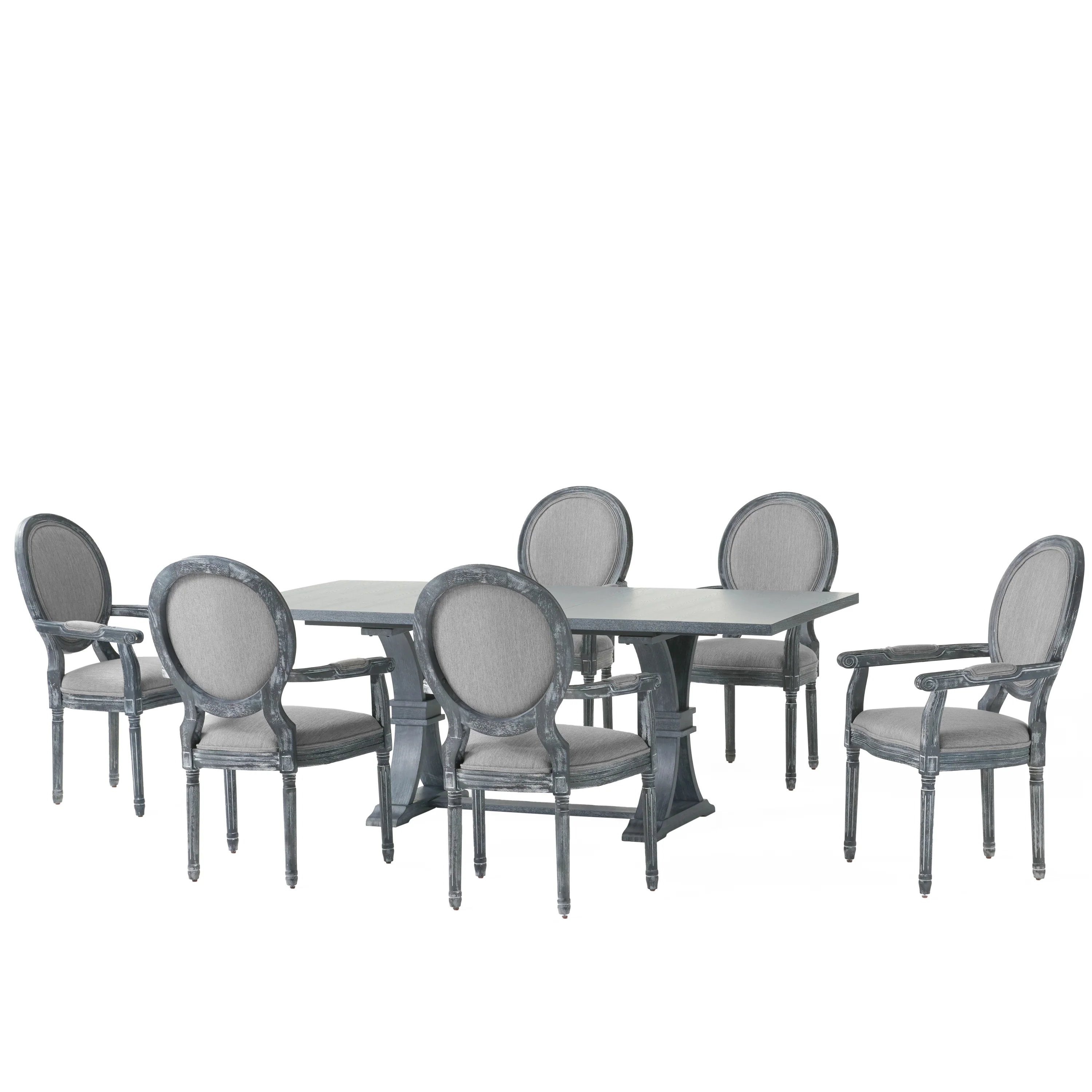 Aisenbrey French Country Wood 7-Piece Expandable Dining Set - furnishings