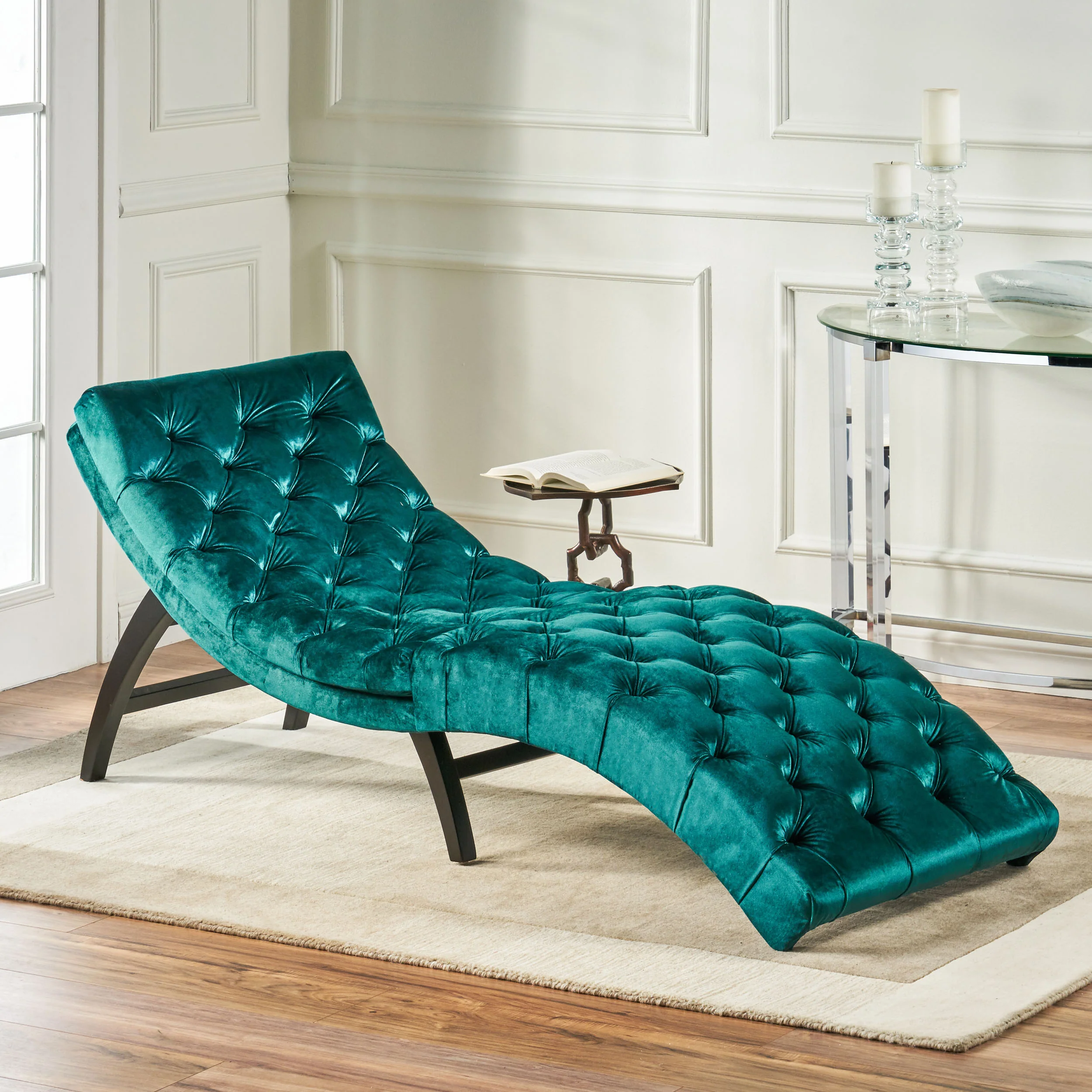 Grasby Tufted New Velvet Chaise Lounge - furnishings