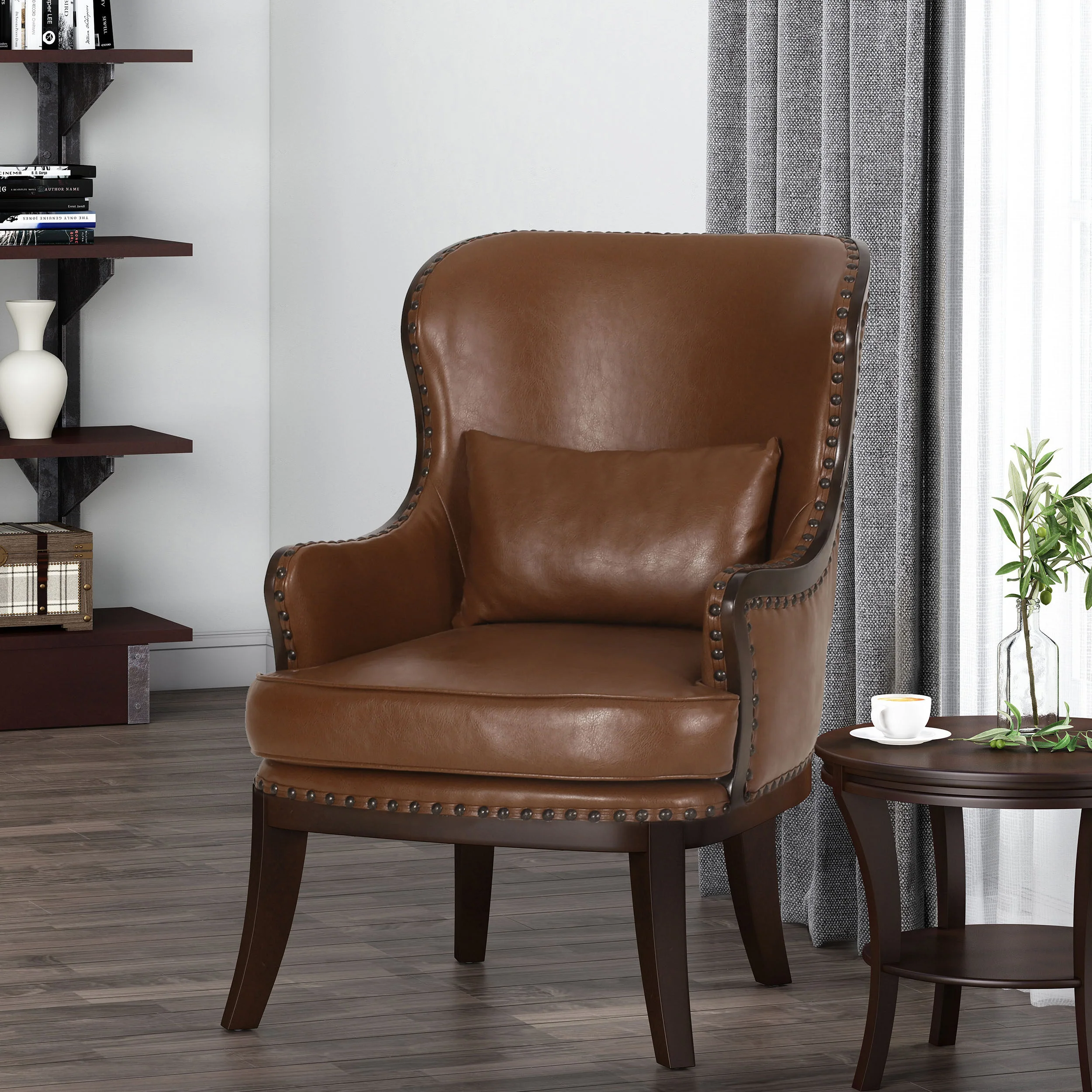 Jett Contemporary Upholstered Accent Chair with Nailhead Trim - furnishings