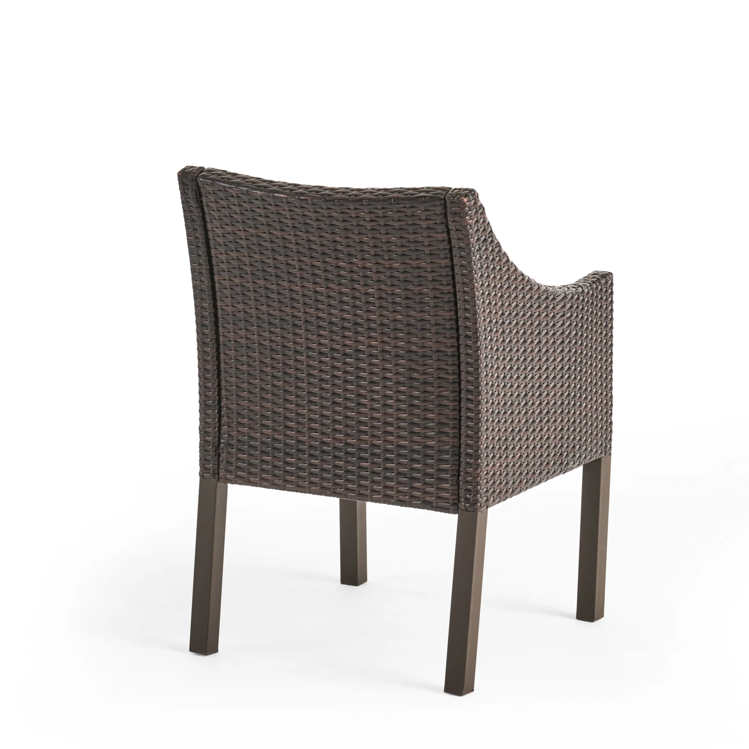 Hedy Outdoor 7 Piece Acacia Wood Dining Set with Wicker Chairs, Teak and Multi Brown and Beige - furnishings