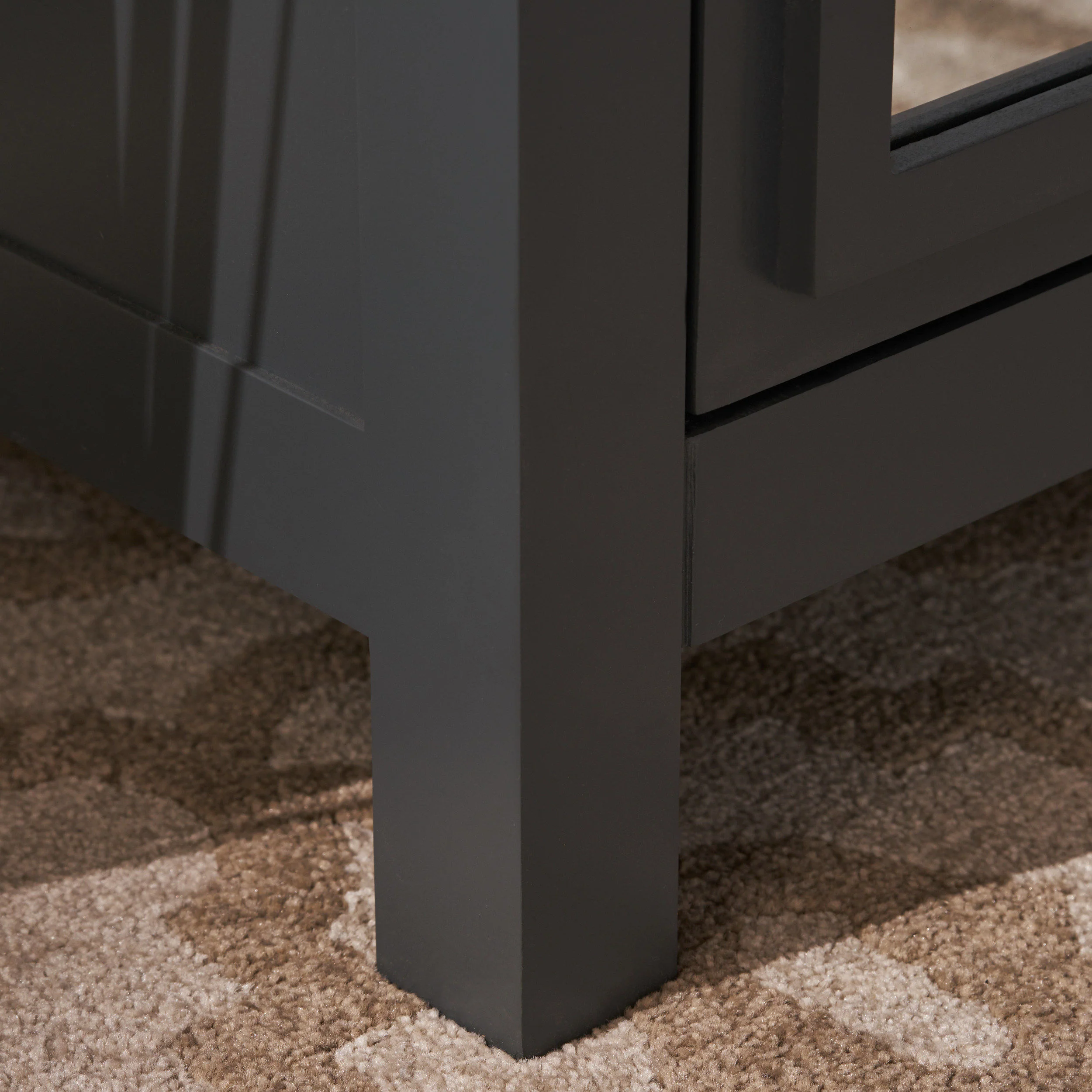 Melee Fir Wood Double Door Cabinet With Mirrored Accents, Charocal Gray - furnishings
