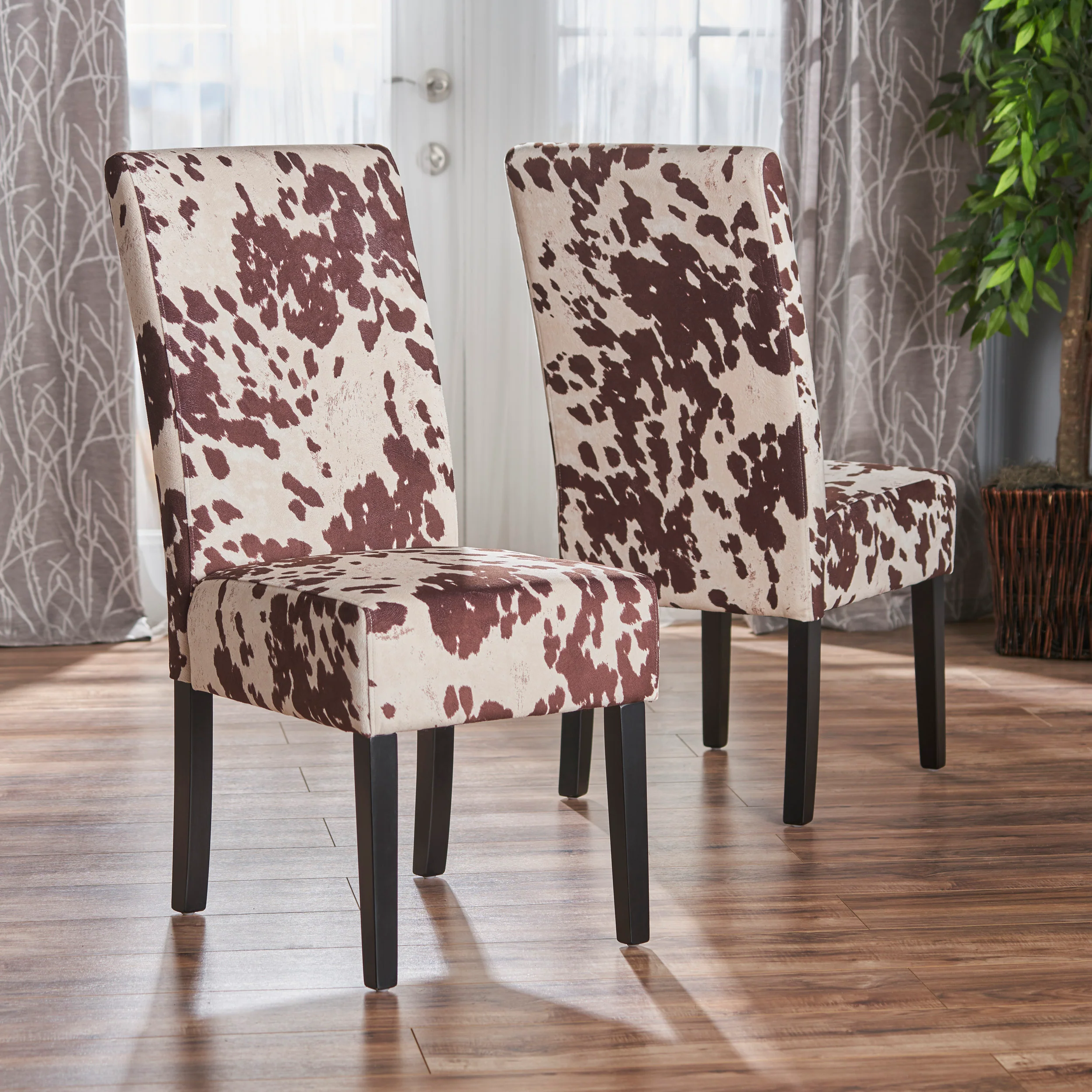 Pergatta Contemporary Milk Cow New Velvet Dining Chair (Set of 2) - furnishings