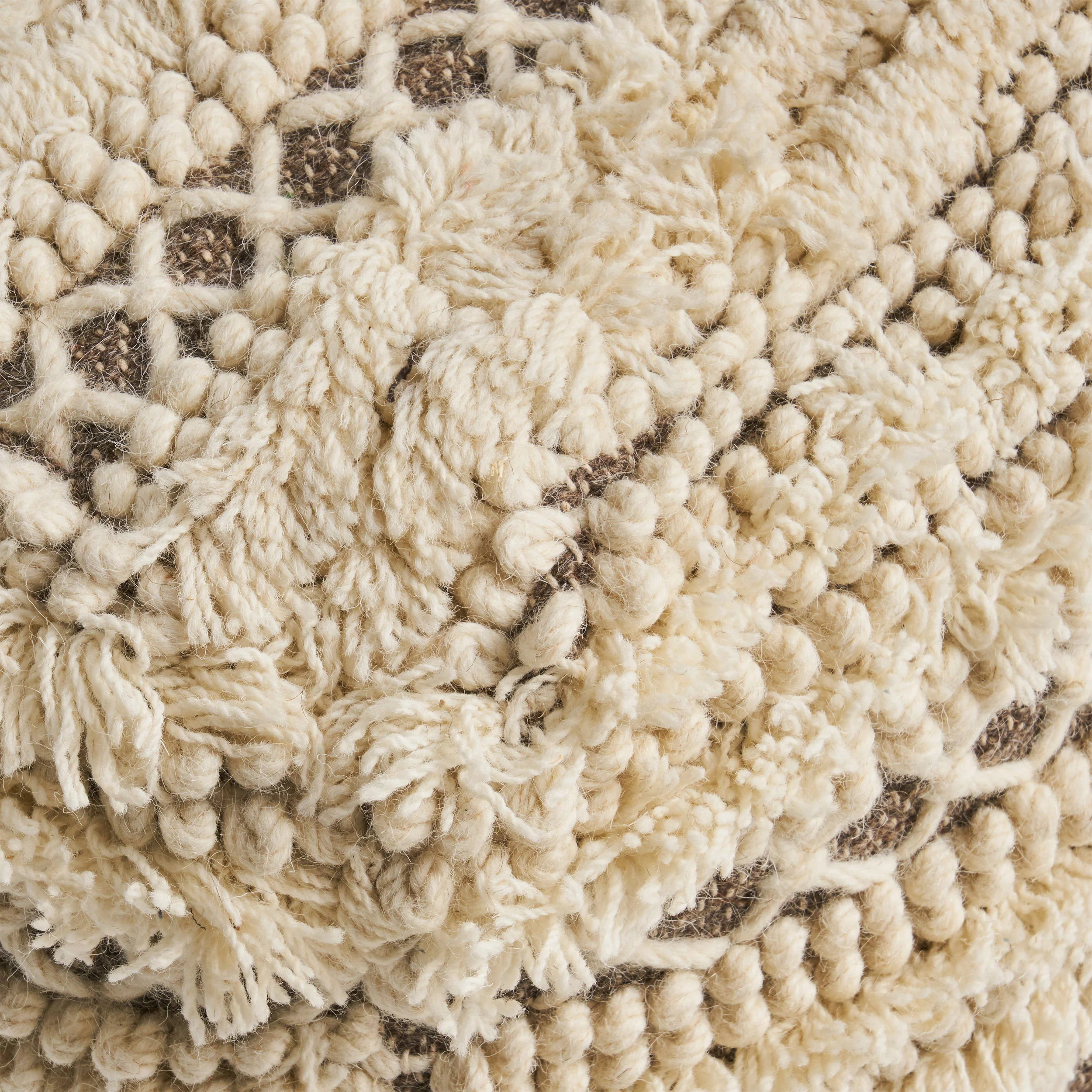 Korey Boho Wool and Cotton Ottoman Pouf - furnishings
