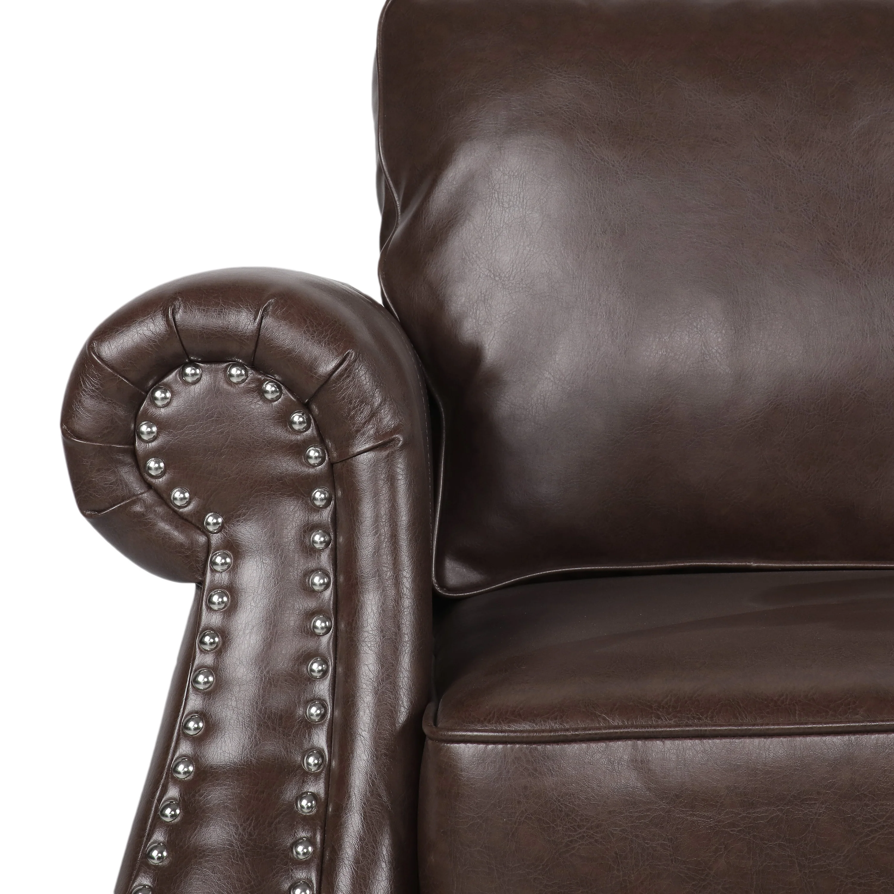 Pochelon Contemporary Faux Leather Loveseat with Nailhead Trim - furnishings