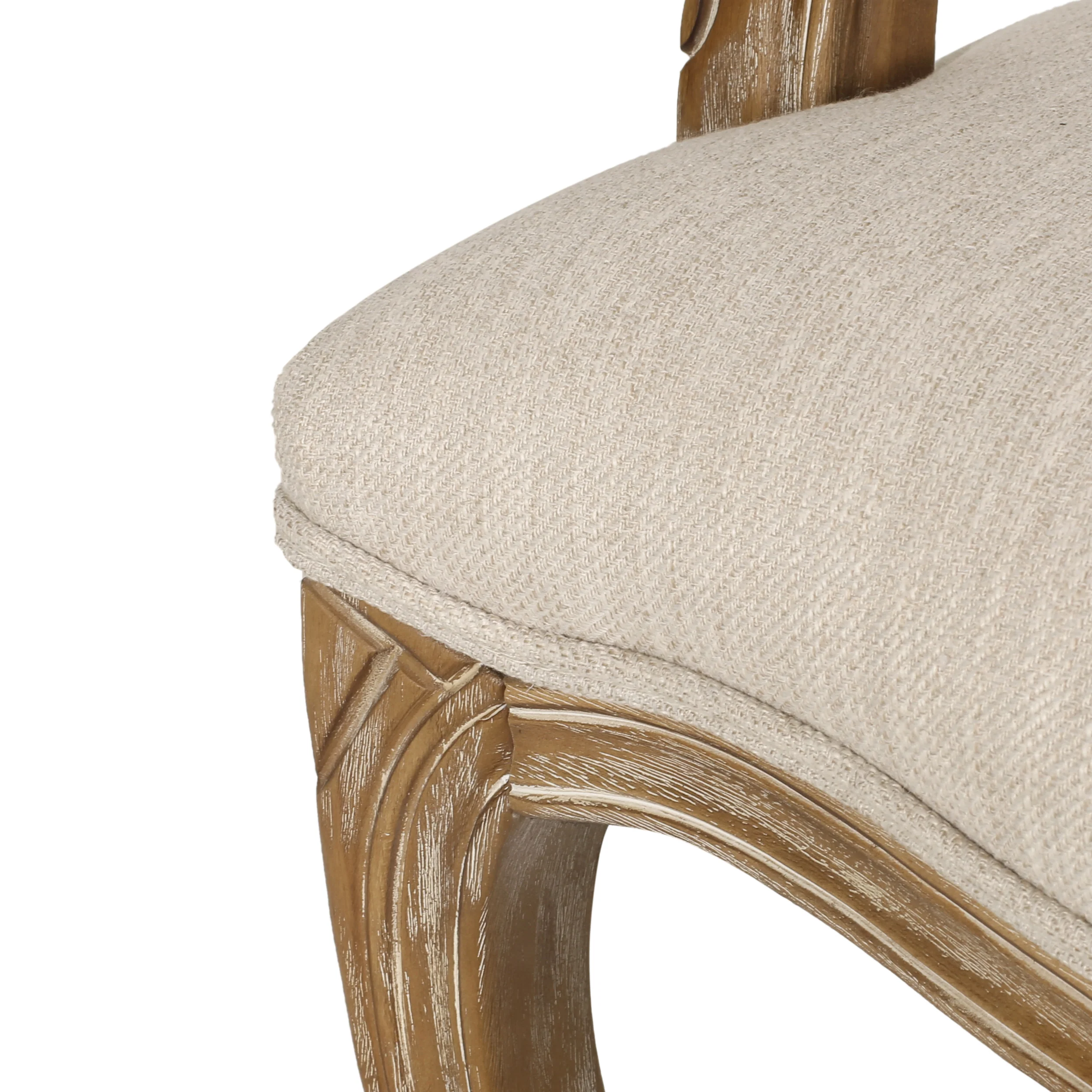 Fescue French Country Fabric Upholstered Wood and Cane Expandable 7 Piece Dining Set - furnishings