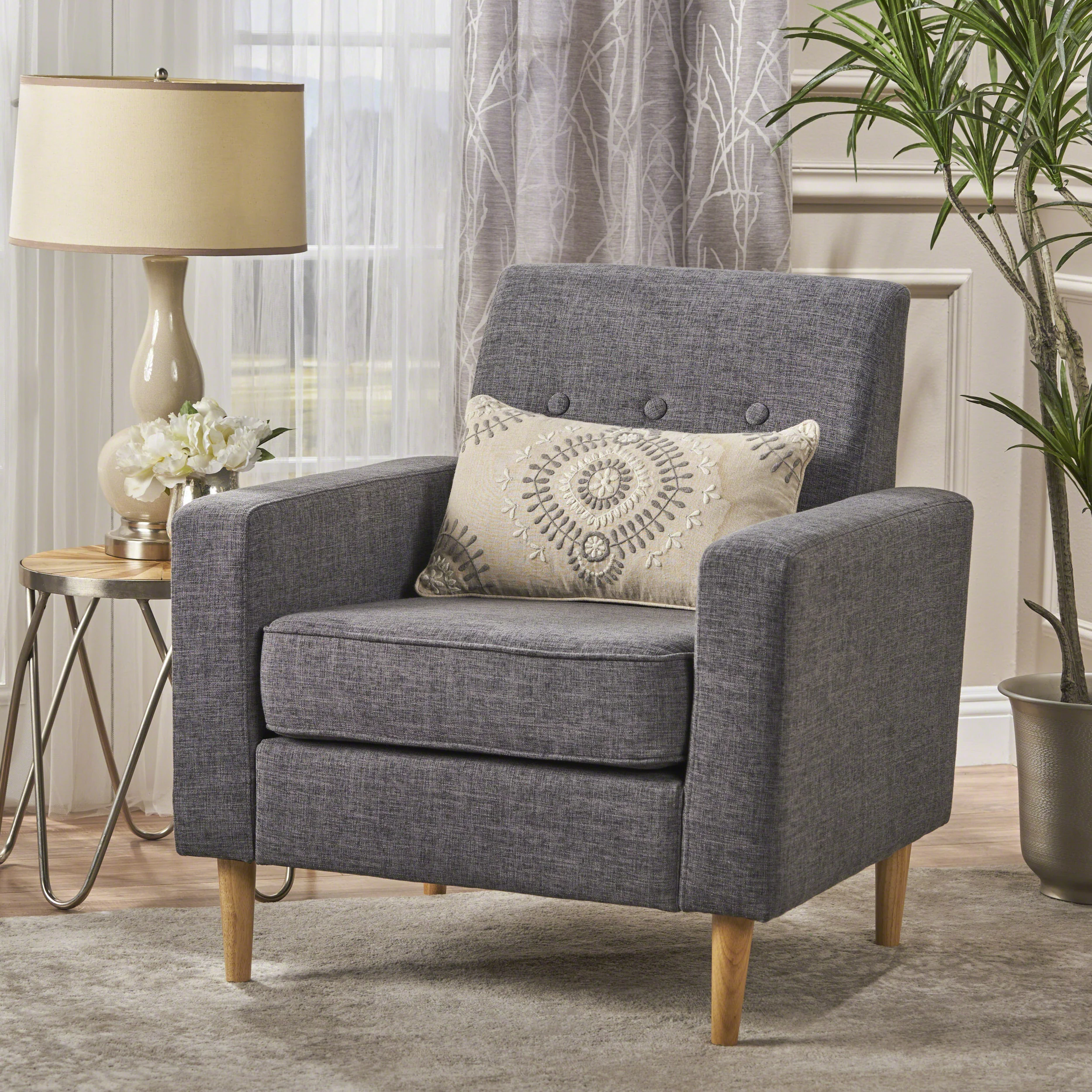 Stratford Mid Century Modern Fabric Club Chair - furnishings