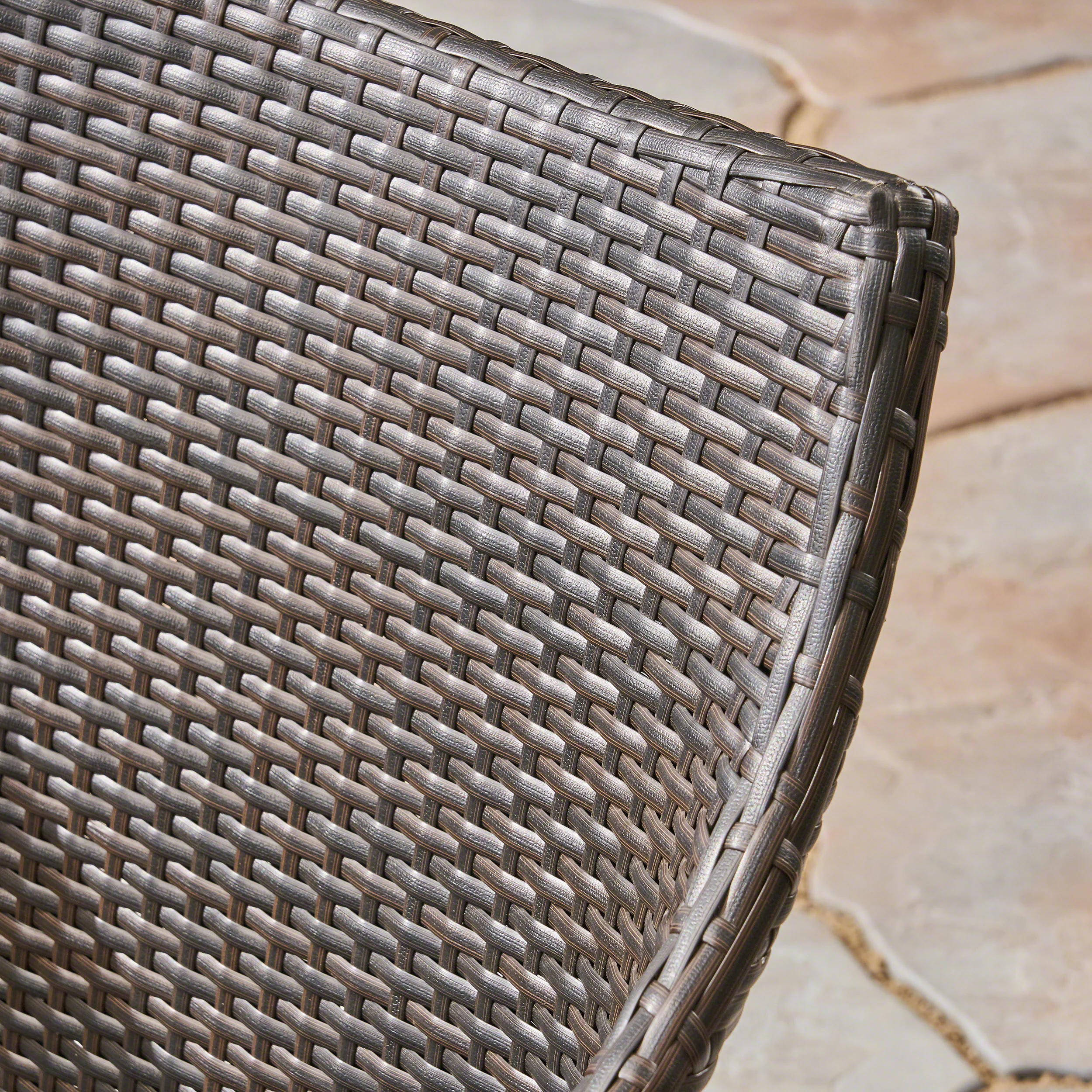 Indira Outdoor 6-Seater Rectangular Acacia Wood and Wicker Dining Set, Teak with Black and Multi Brown - furnishings