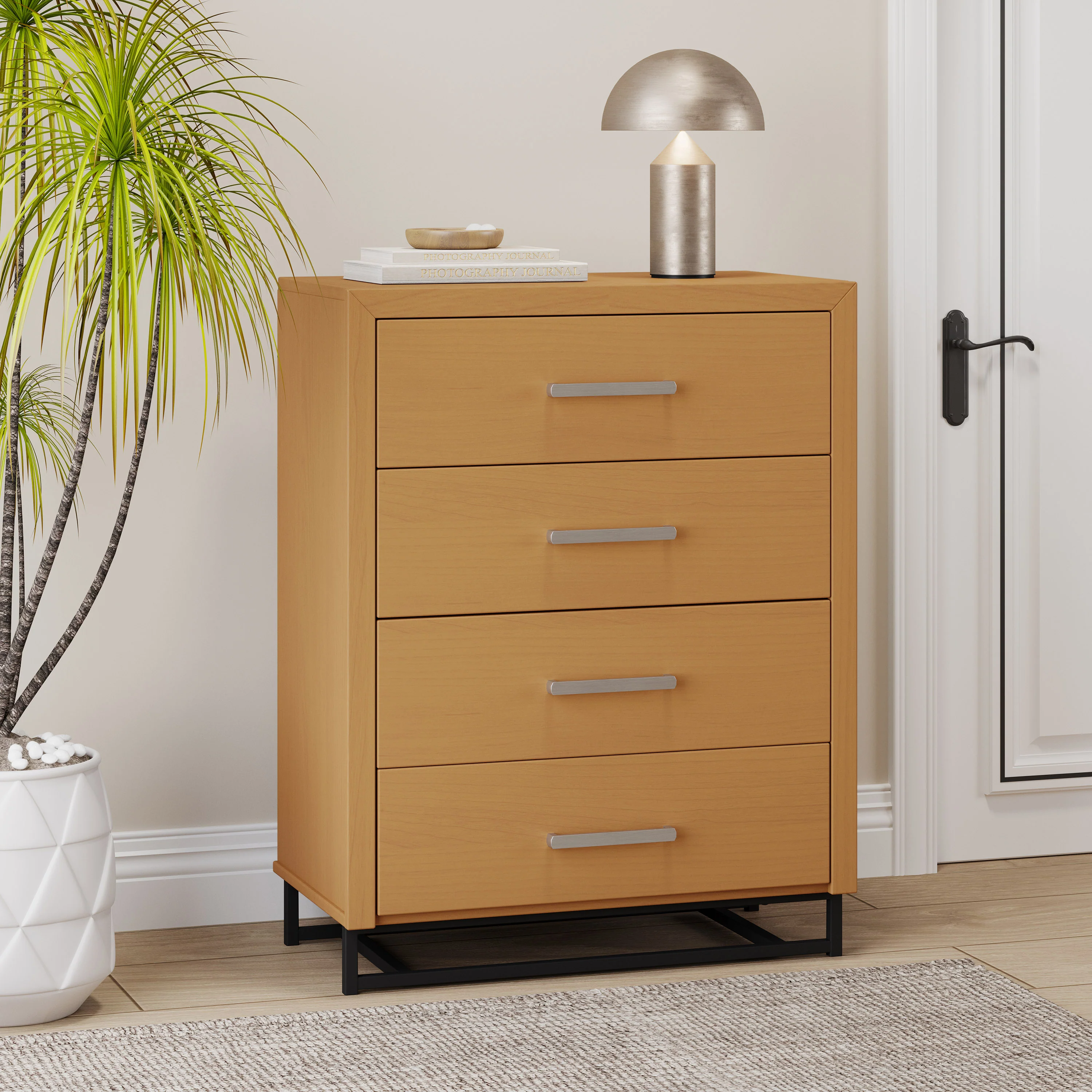 Borah Contemporary Faux Wood 4 Drawer Dresser - furnishings