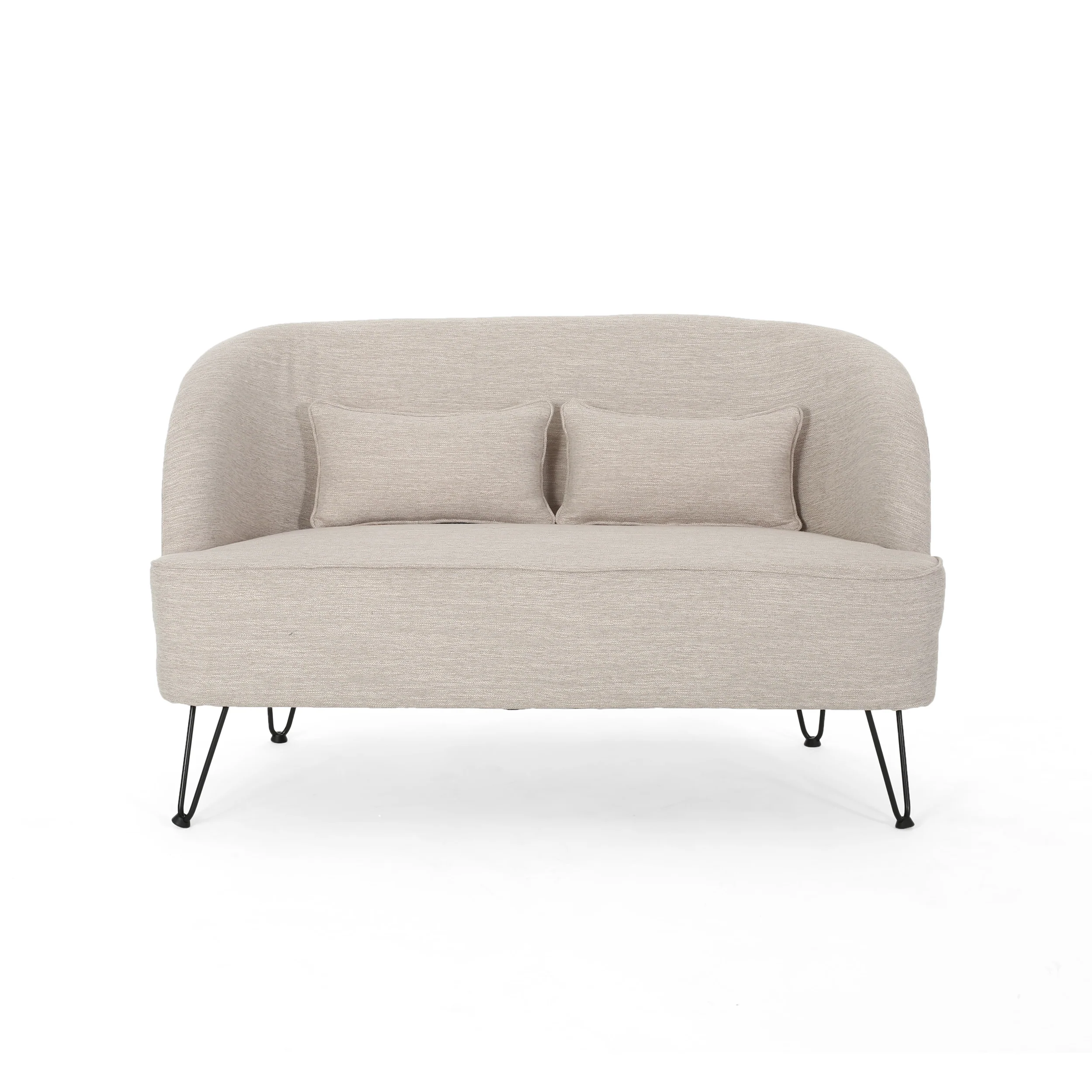 Jordan Modern Fabric Settee with Hairpin Legs - furnishings
