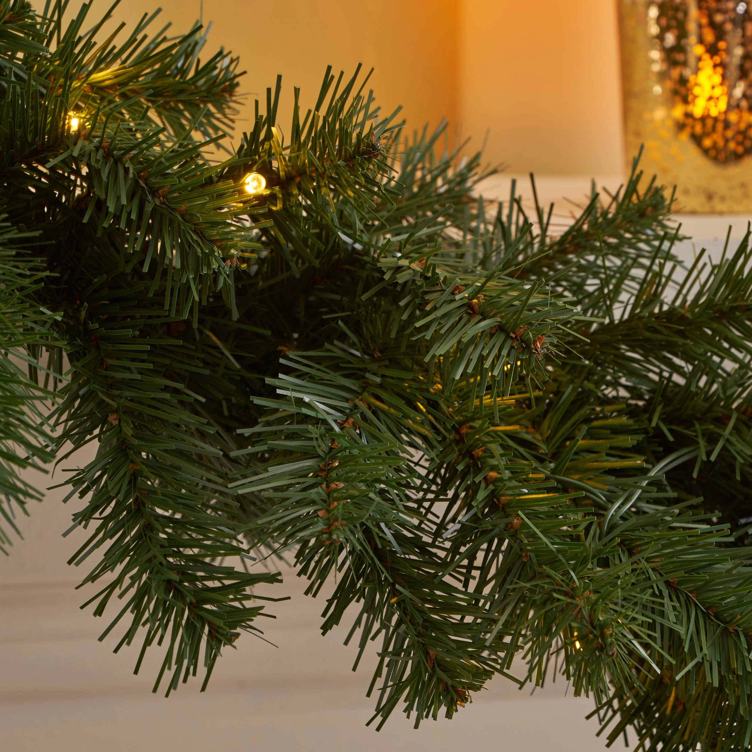 9-foot Noble Fir Pre-lit Warm White LED Artificial Christmas Garland - furnishings