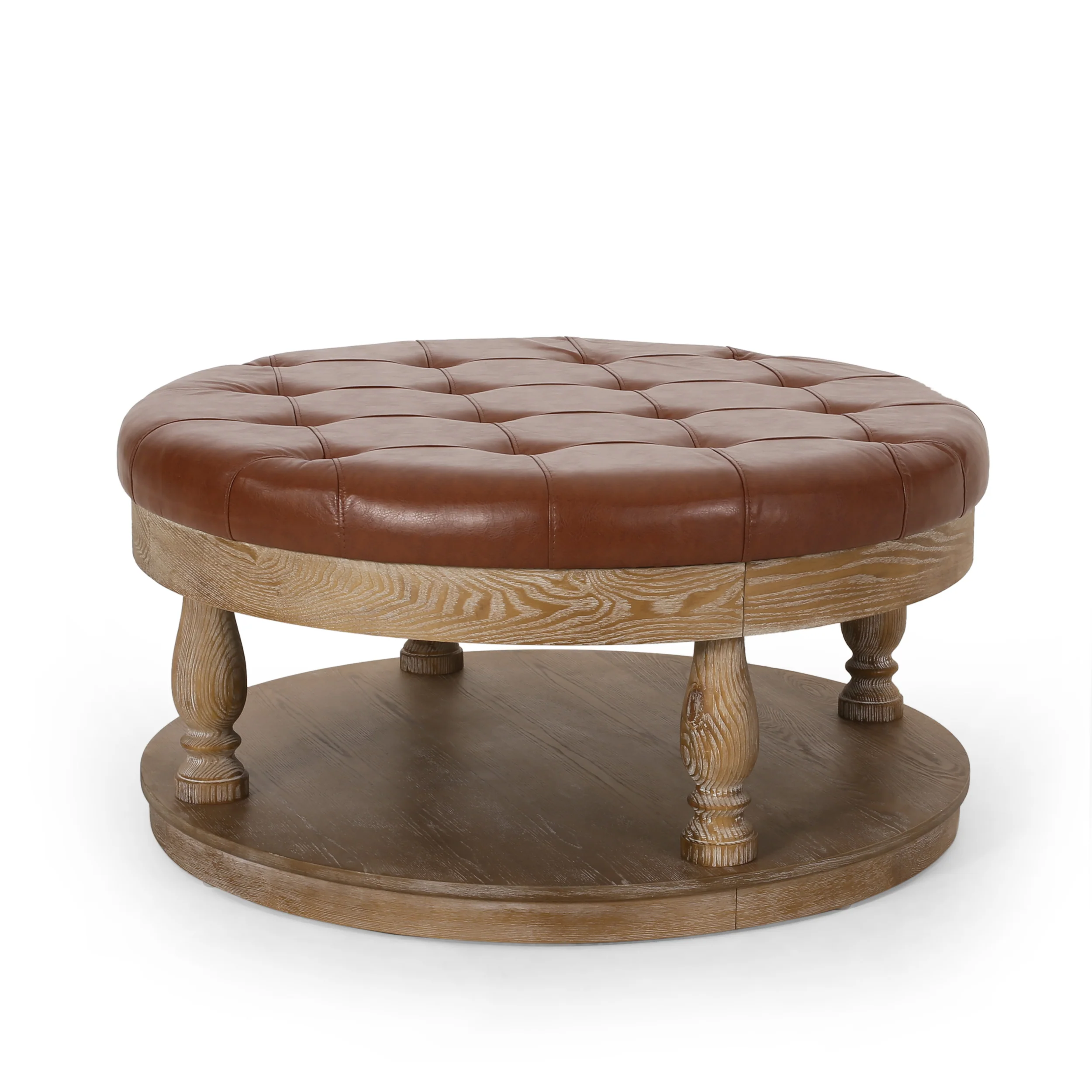Andrue Contemporary Upholstered Round Ottoman - furnishings