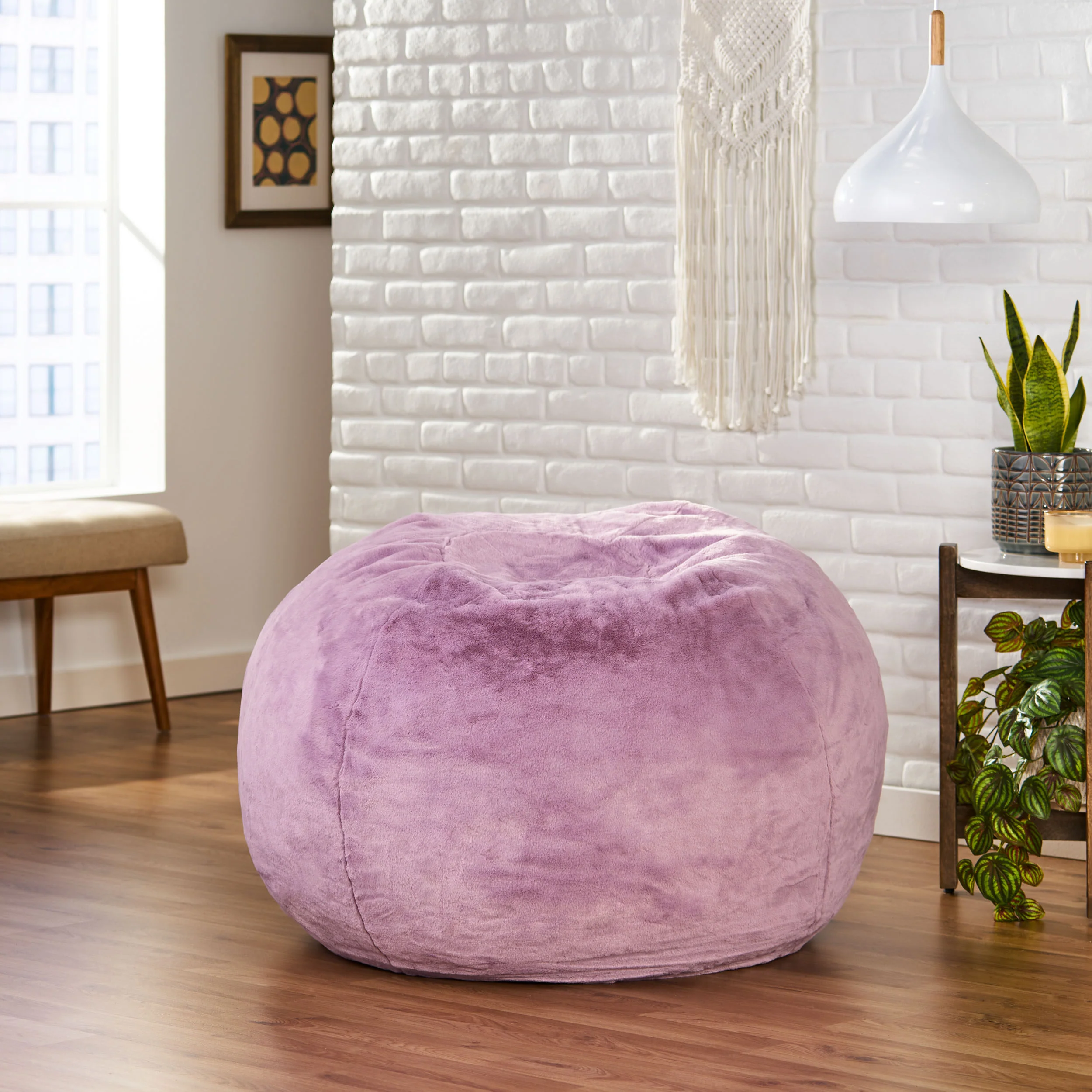 McCoy Modern Glam 3 Foot Faux Fur Bean Bag - furnishings