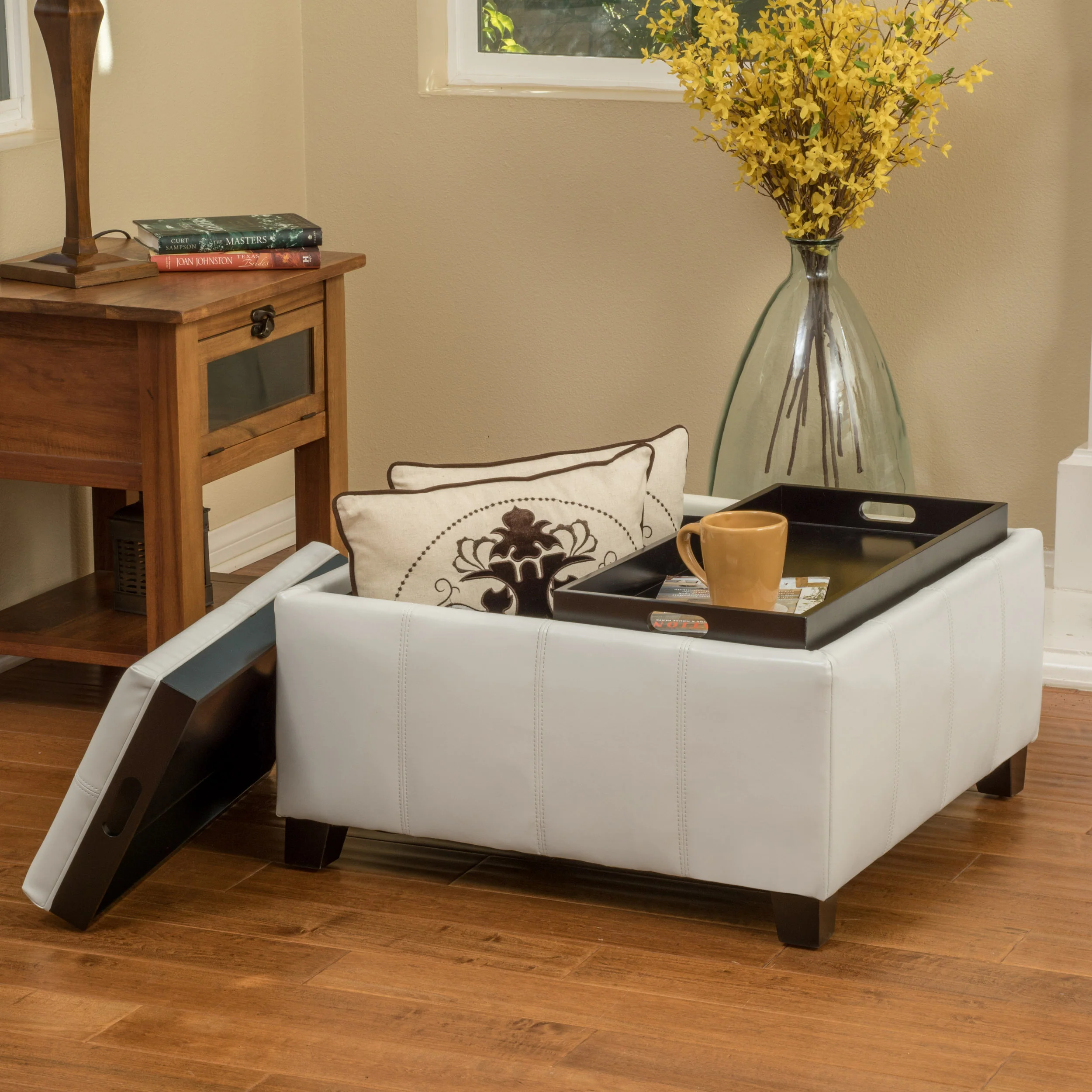 Mansfield Contemporary Tray Top Storage Ottoman - furnishings